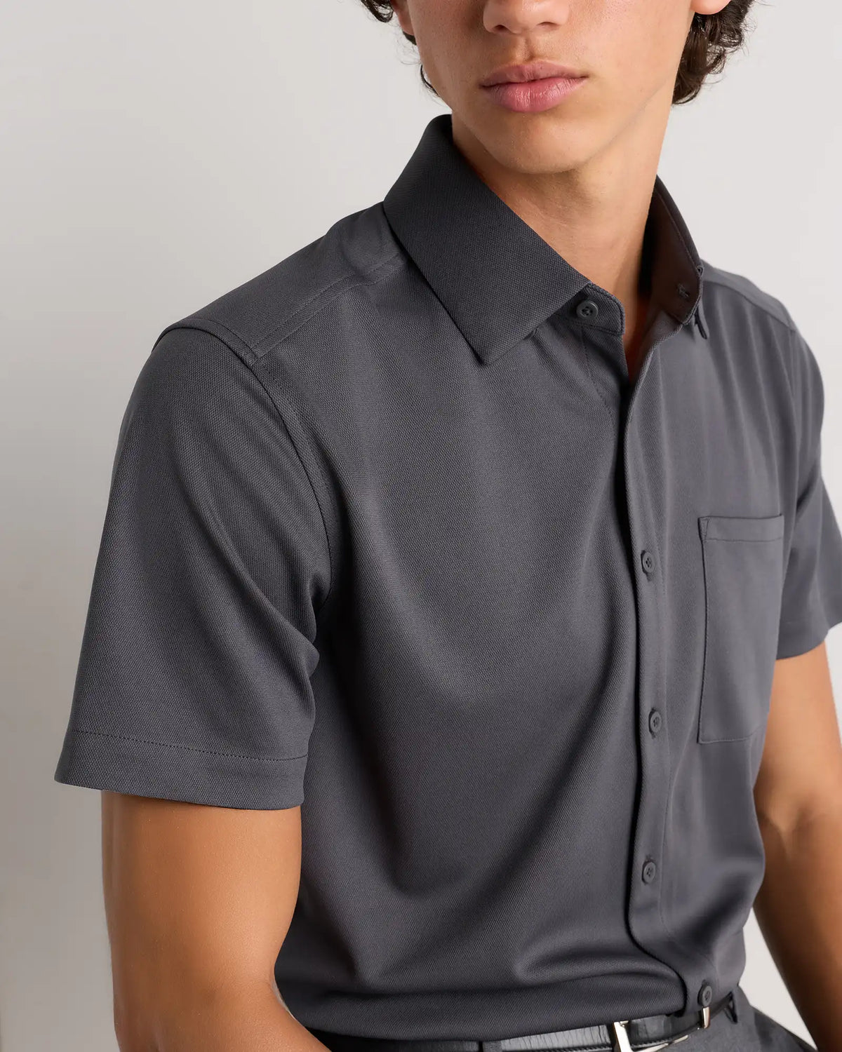 Commuter Stretch Pique Short Sleeve Button Down