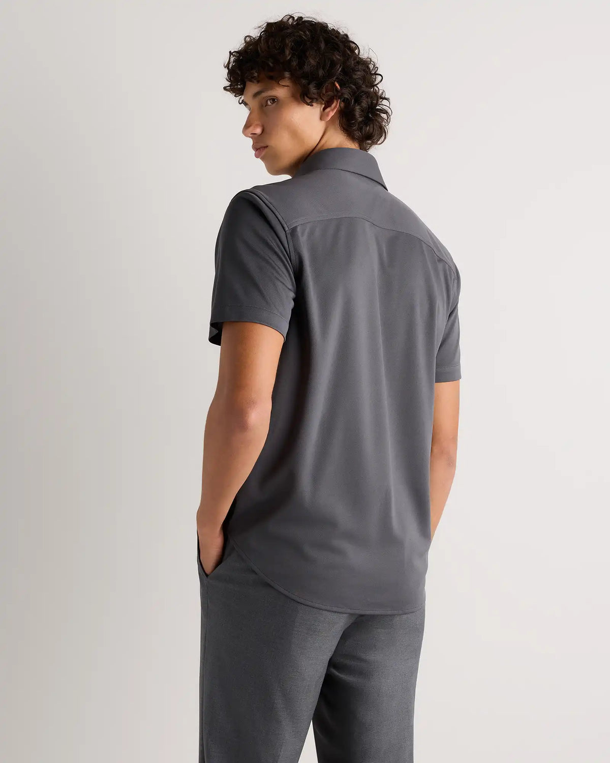 Commuter Stretch Pique Short Sleeve Button Down