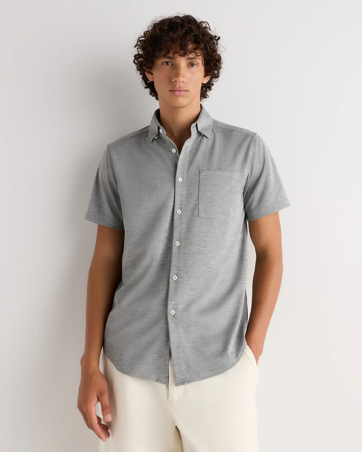 Commuter Stretch Pique Short Sleeve Button Down