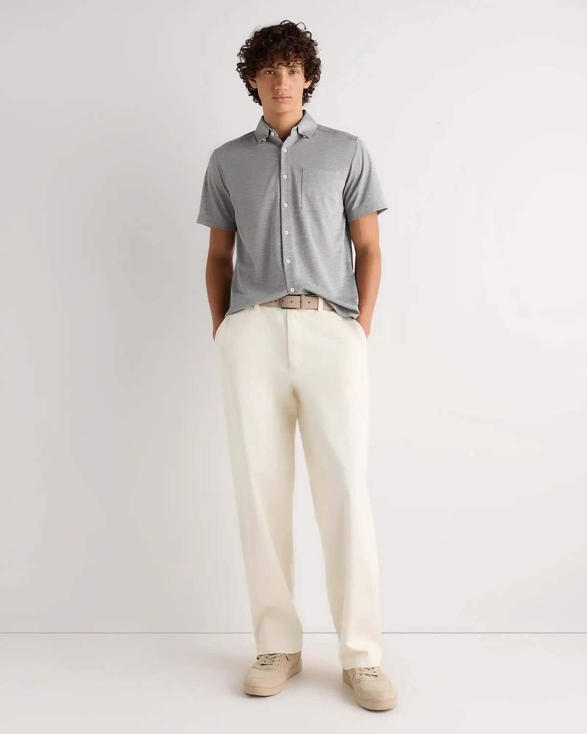 Commuter Stretch Pique Short Sleeve Button Down
