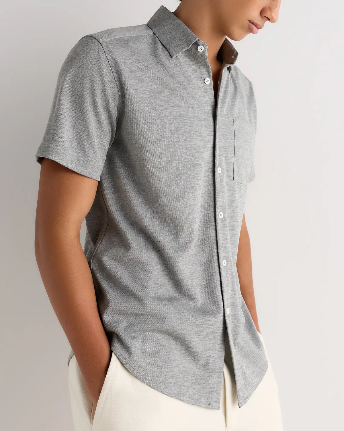 Commuter Stretch Pique Short Sleeve Button Down