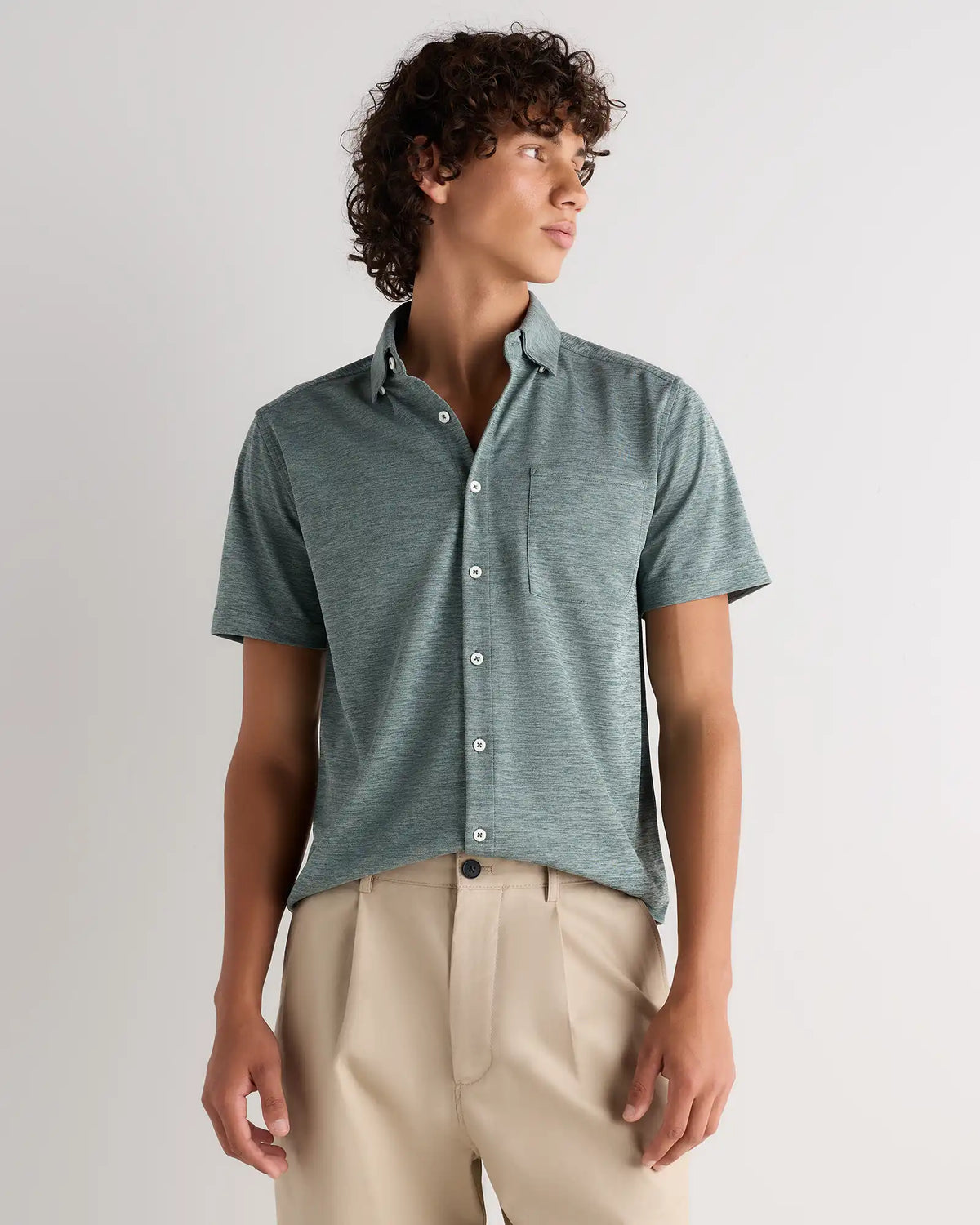 Commuter Stretch Pique Short Sleeve Button Down