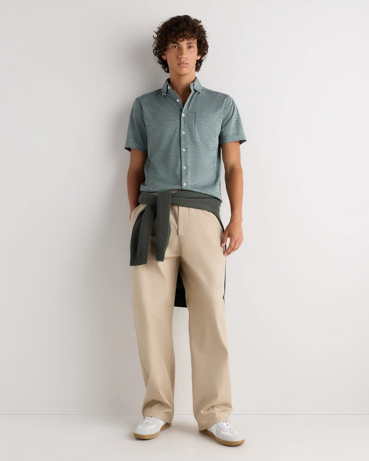 Commuter Stretch Pique Short Sleeve Button Down