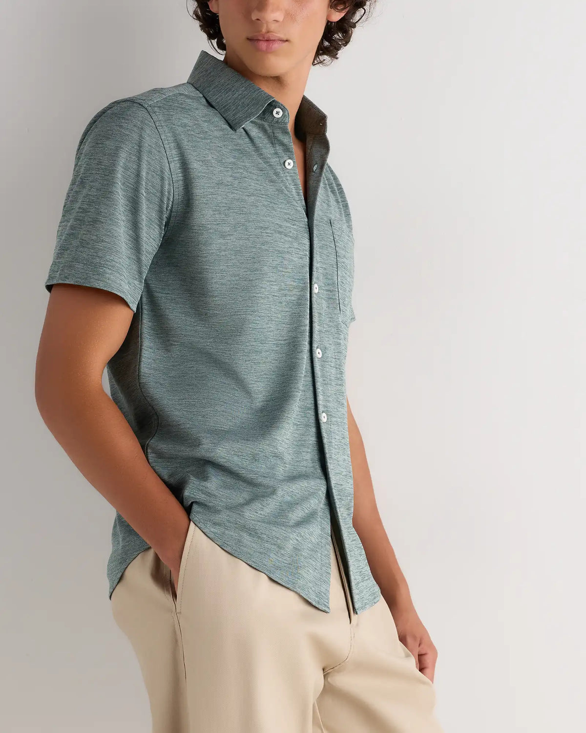 Commuter Stretch Pique Short Sleeve Button Down