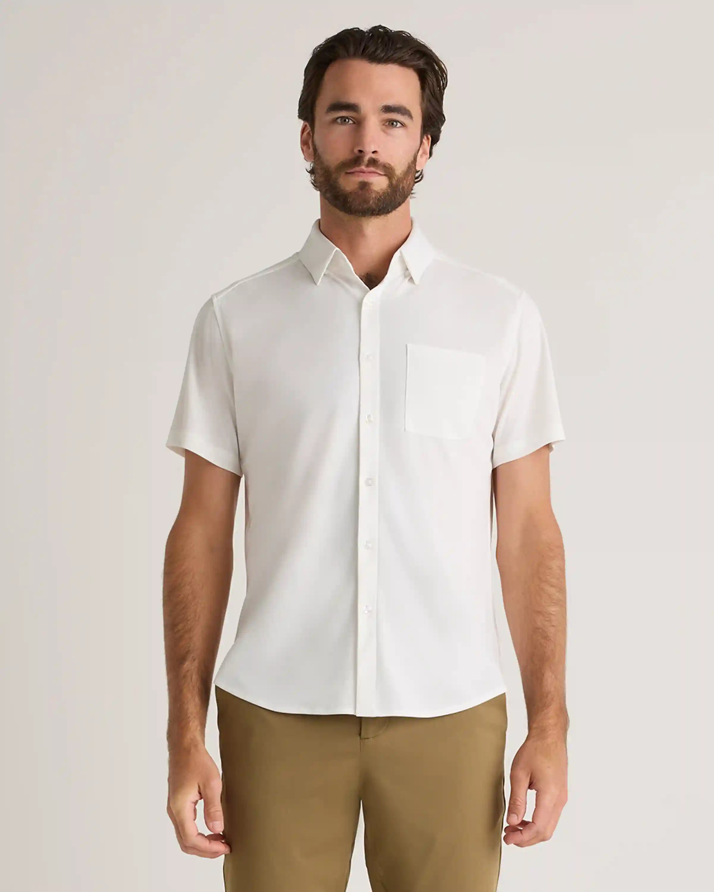 Commuter Stretch Pique Short Sleeve Button Down