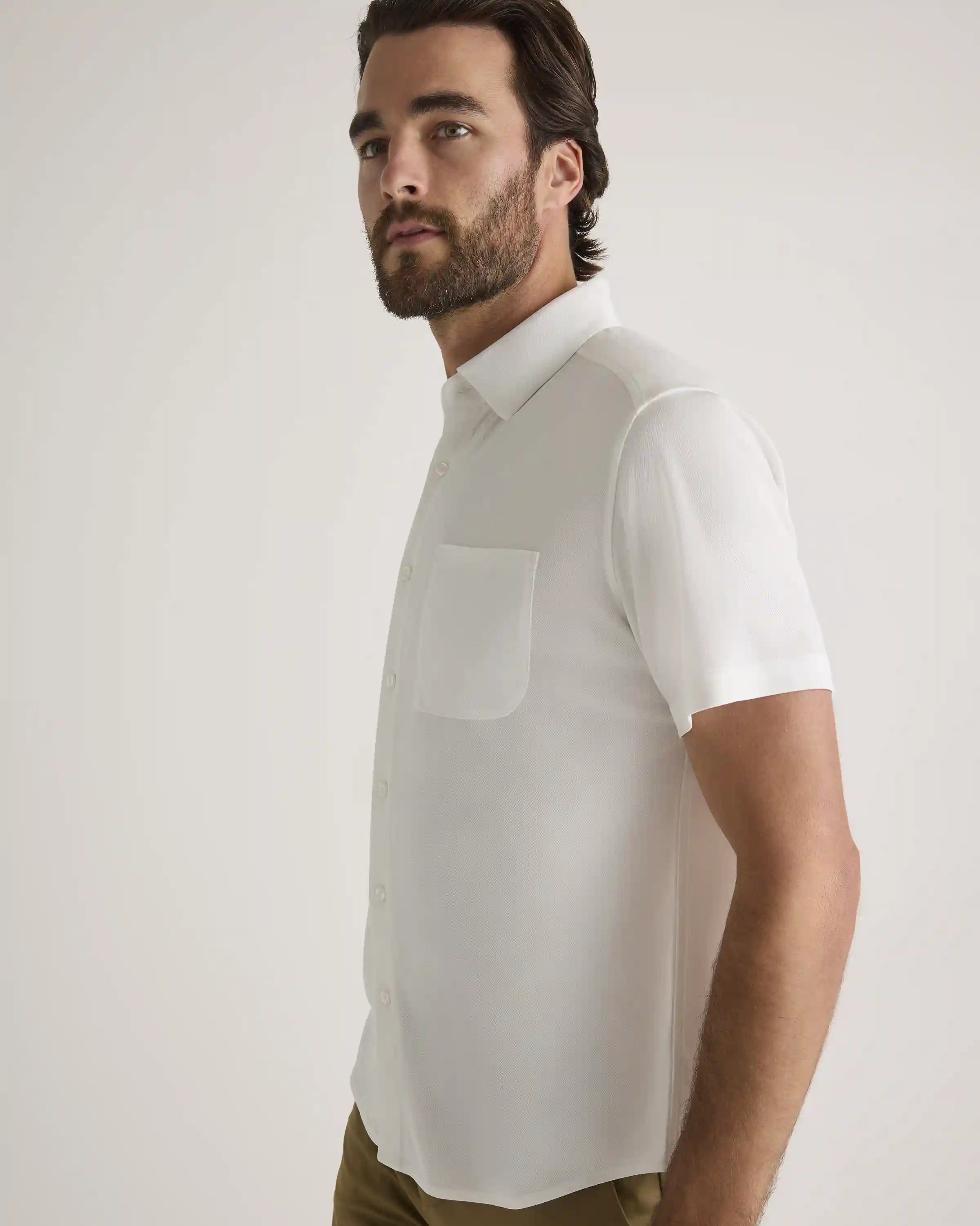 Commuter Stretch Pique Short Sleeve Button Down