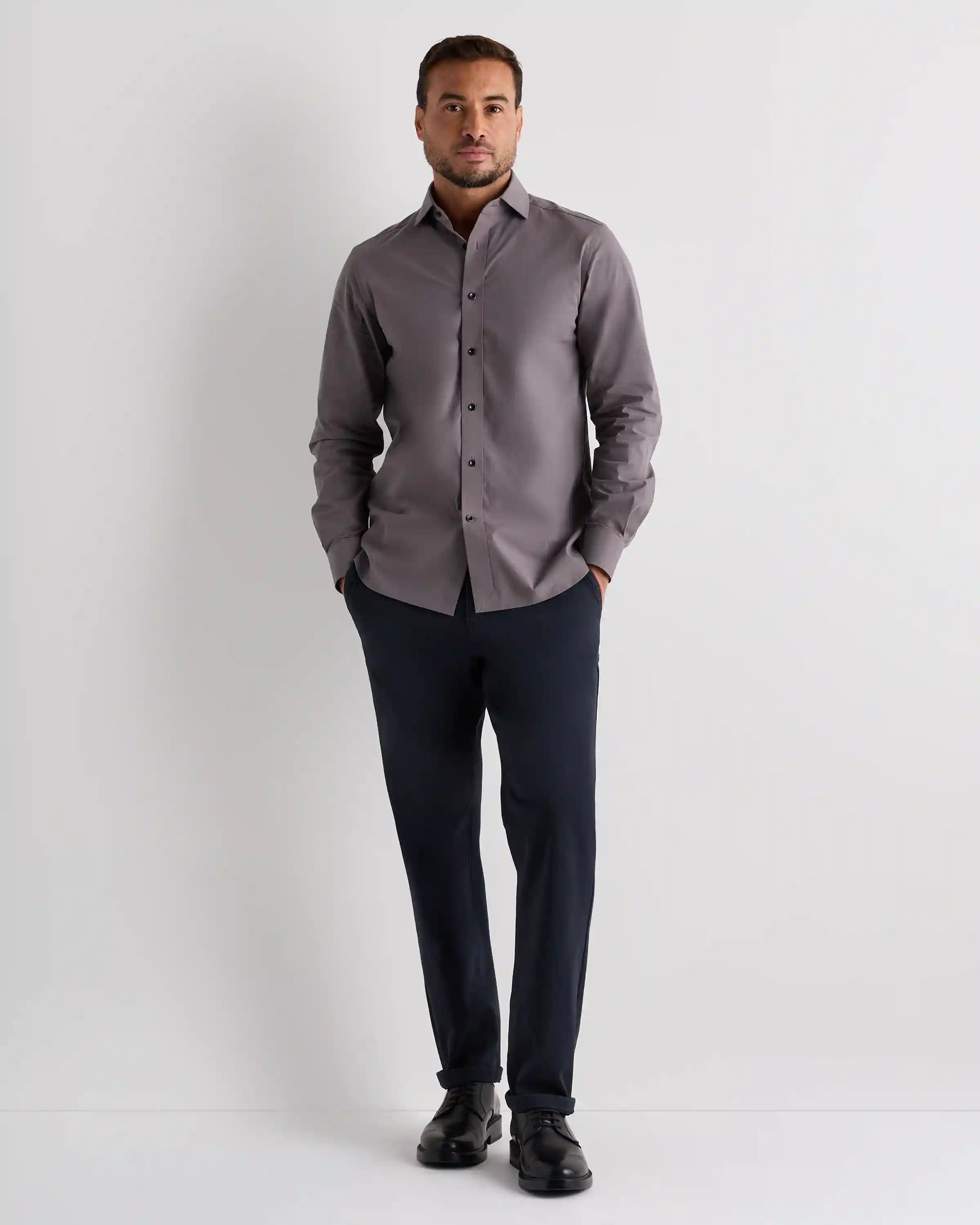 Organic Cotton Stretch Poplin Dress Shirt
