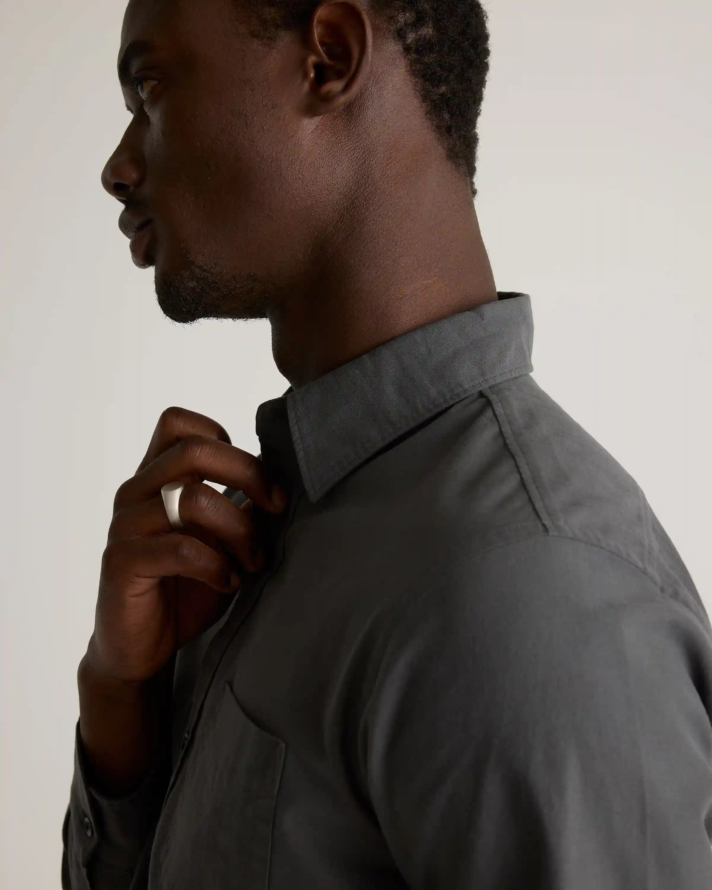 Organic Cotton Stretch Textured Twill Shirt