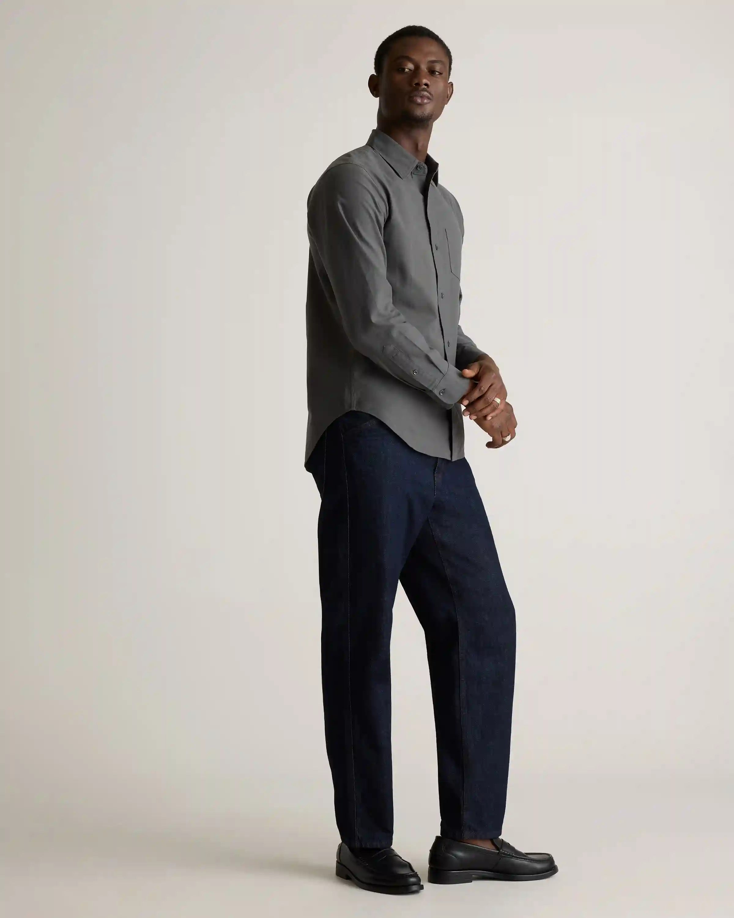 Organic Cotton Stretch Textured Twill Shirt