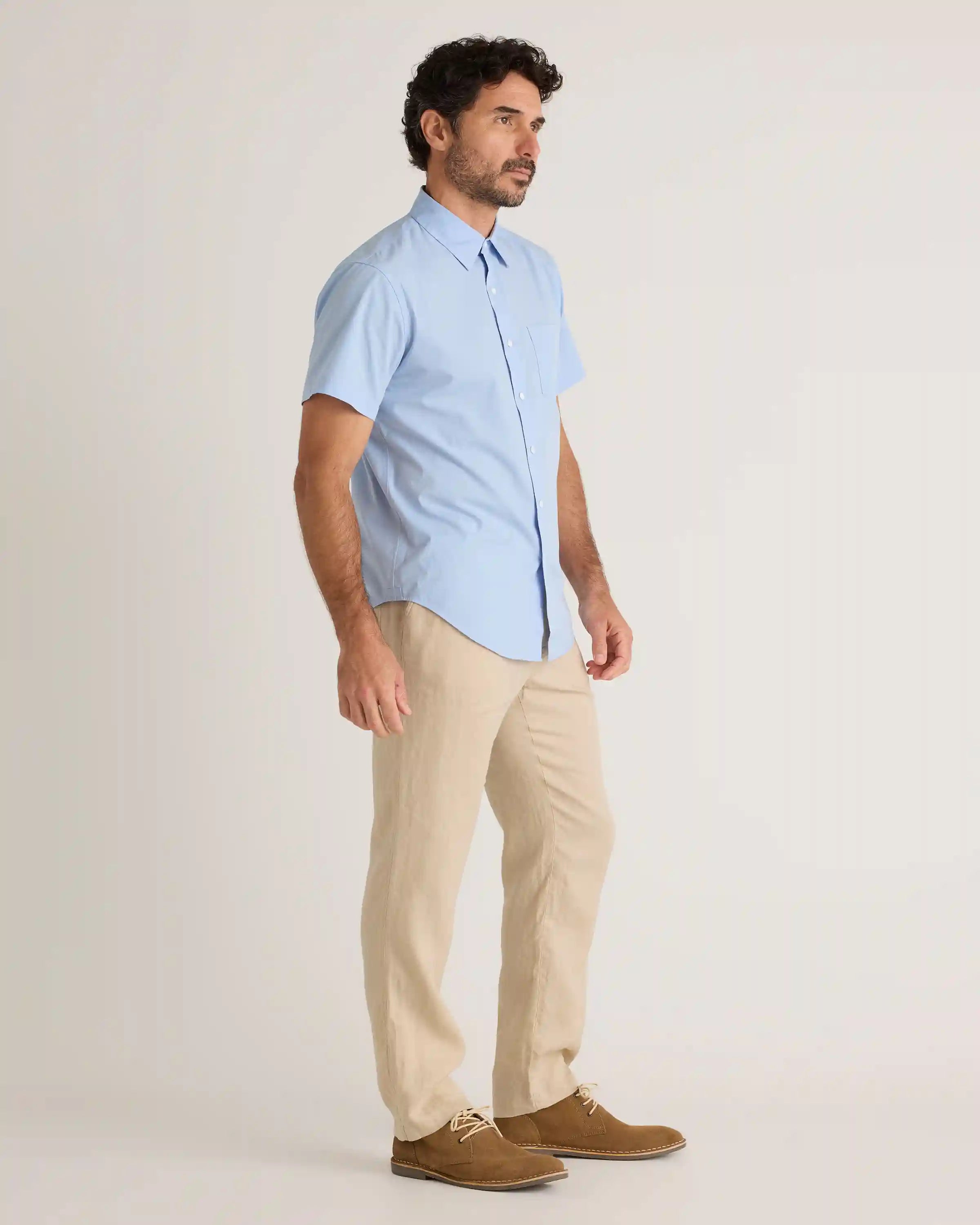 Organic Cotton Stretch Poplin Short Sleeve Shirt