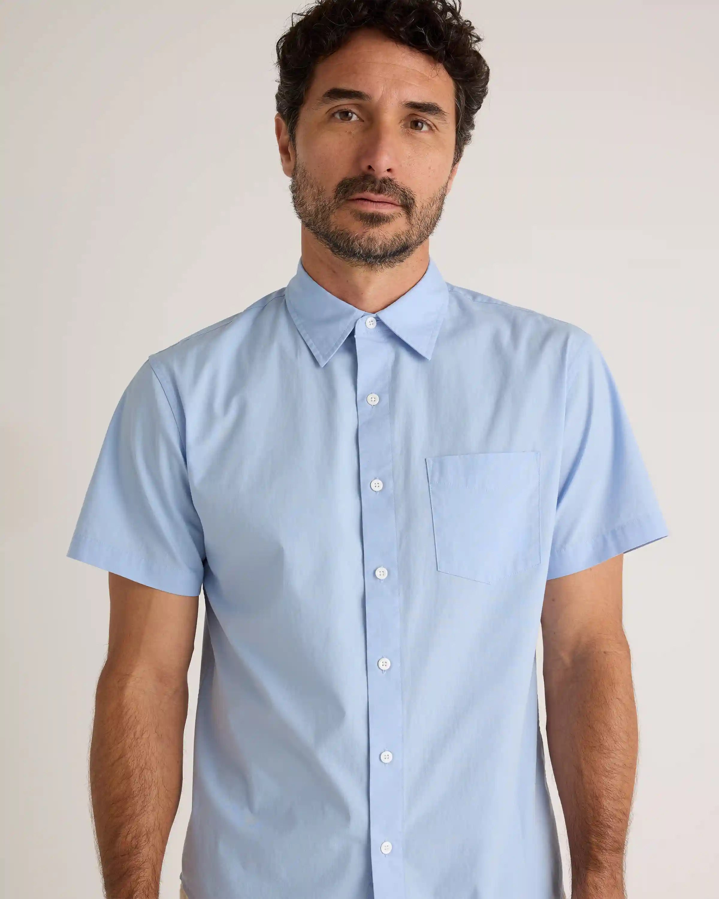Organic Cotton Stretch Poplin Short Sleeve Shirt