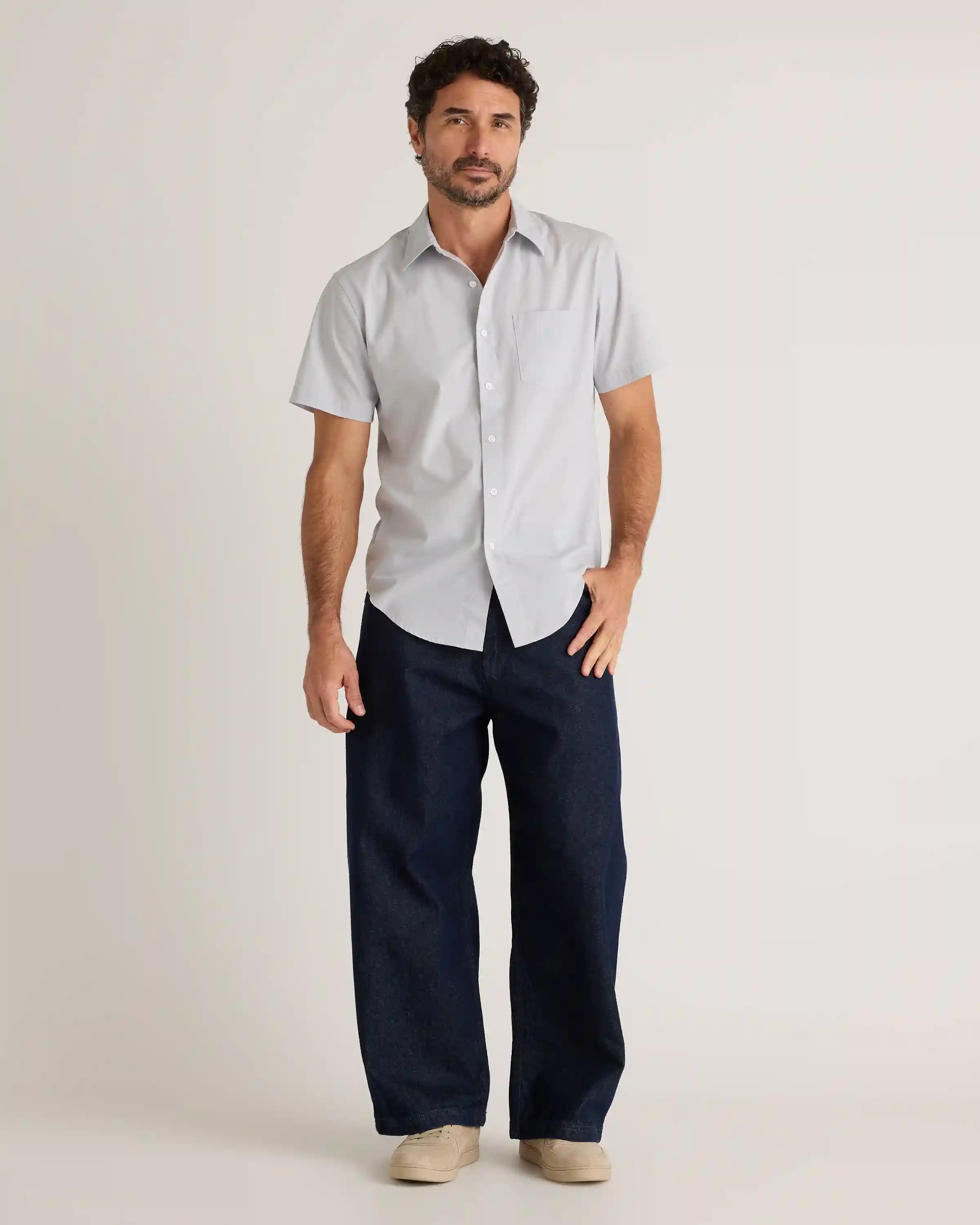 Organic Cotton Stretch Poplin Short Sleeve Shirt