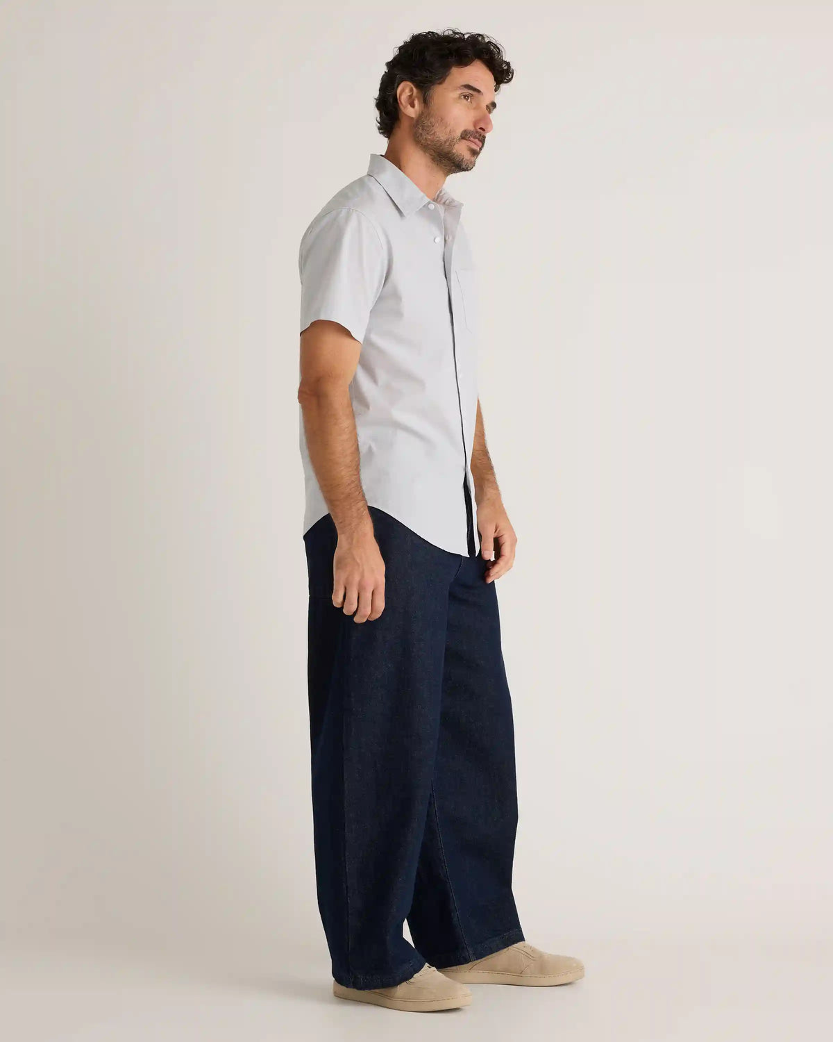 Organic Cotton Stretch Poplin Short Sleeve Shirt