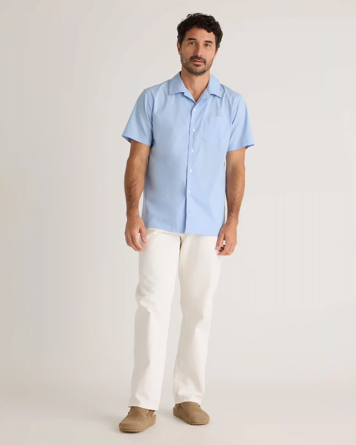 Organic Cotton Stretch Poplin Camp Shirt