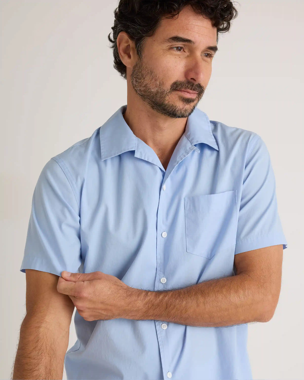 Organic Cotton Stretch Poplin Camp Shirt