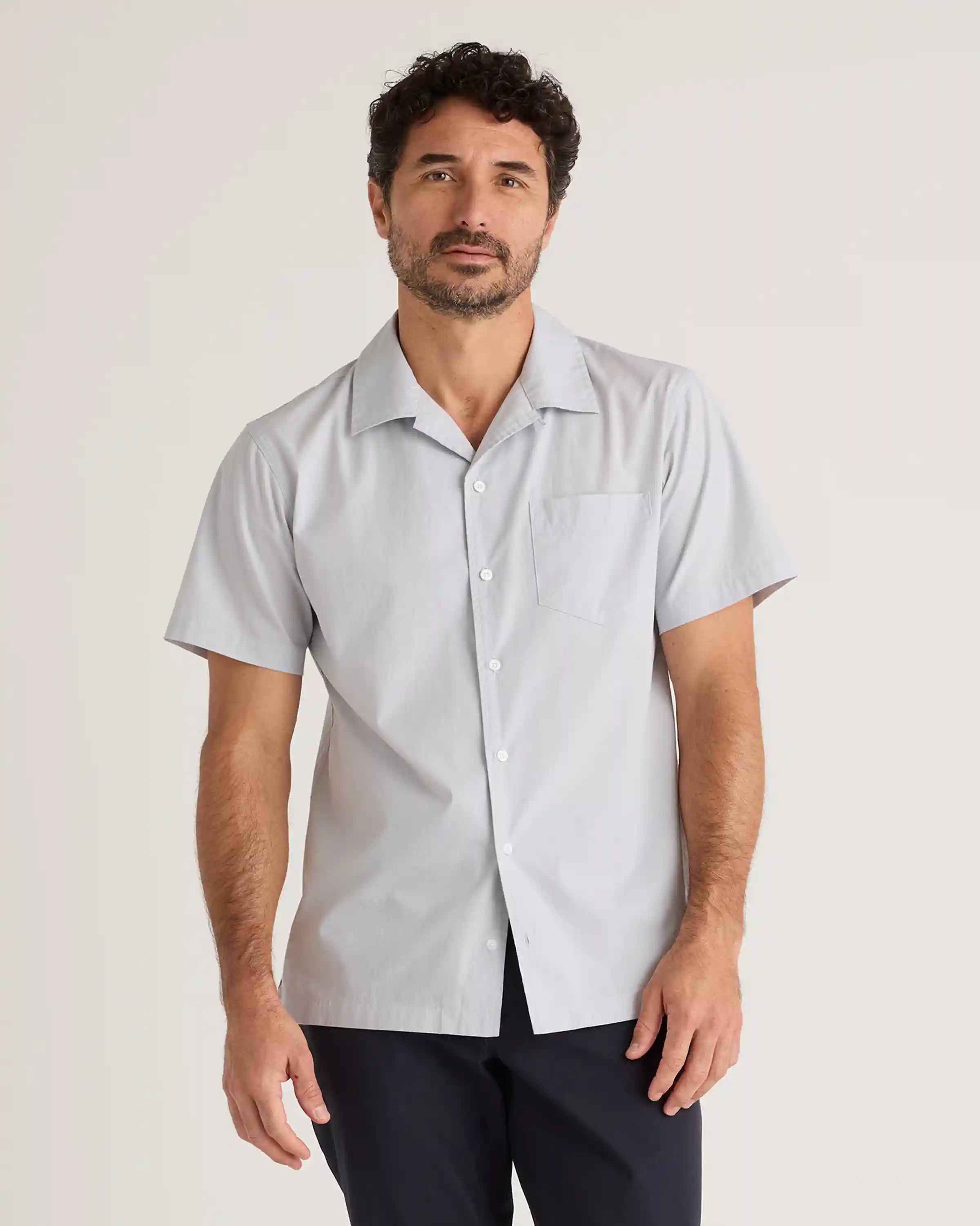 Organic Cotton Stretch Poplin Camp Shirt