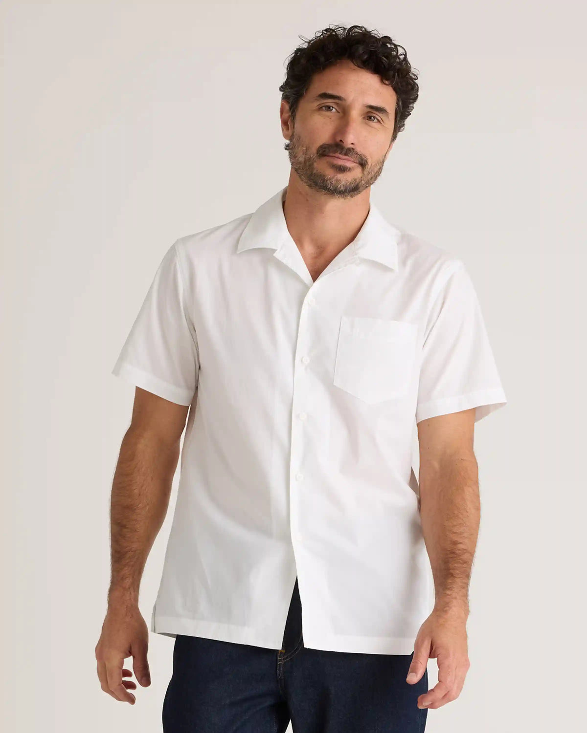 Organic Cotton Stretch Poplin Camp Shirt
