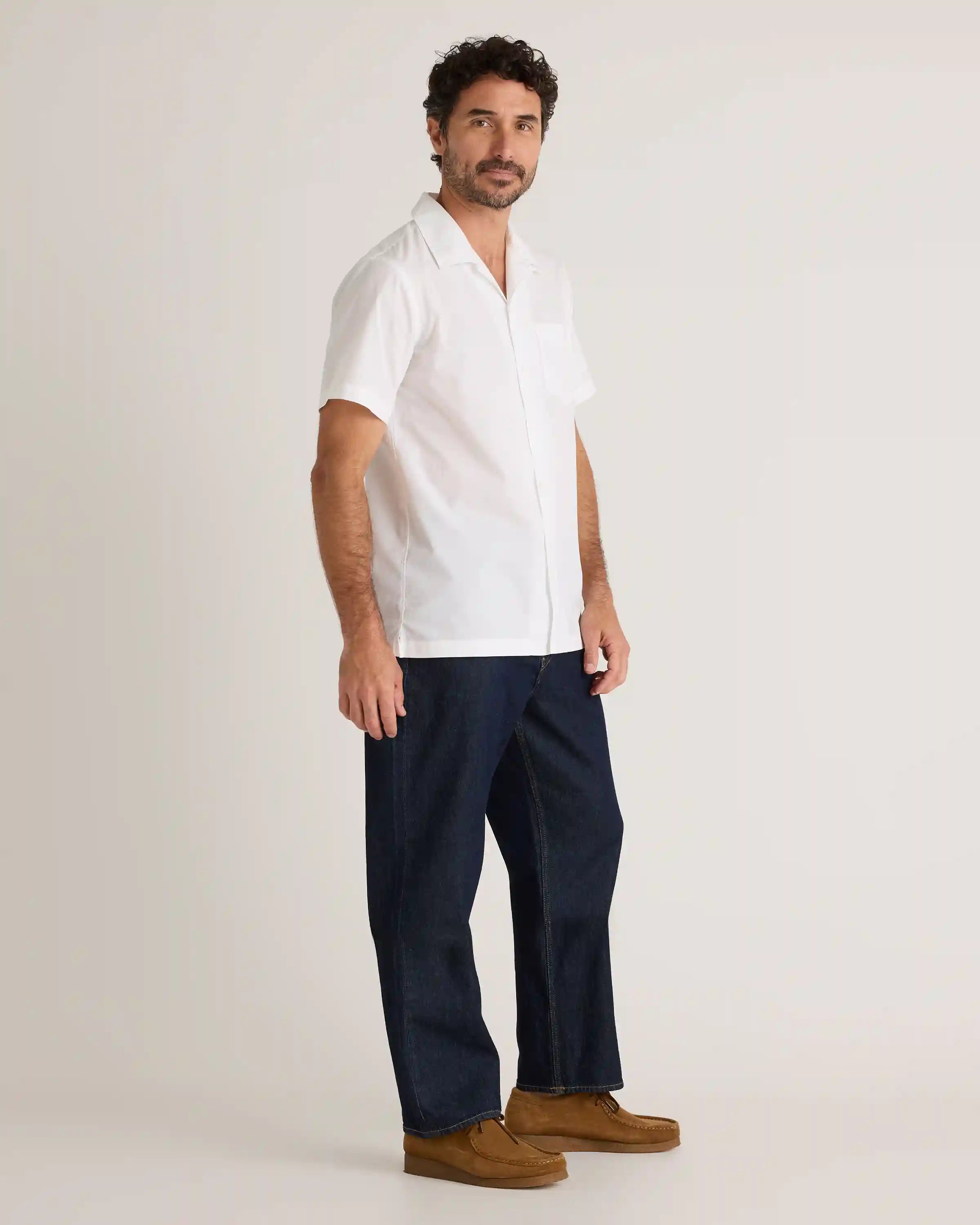 Organic Cotton Stretch Poplin Camp Shirt