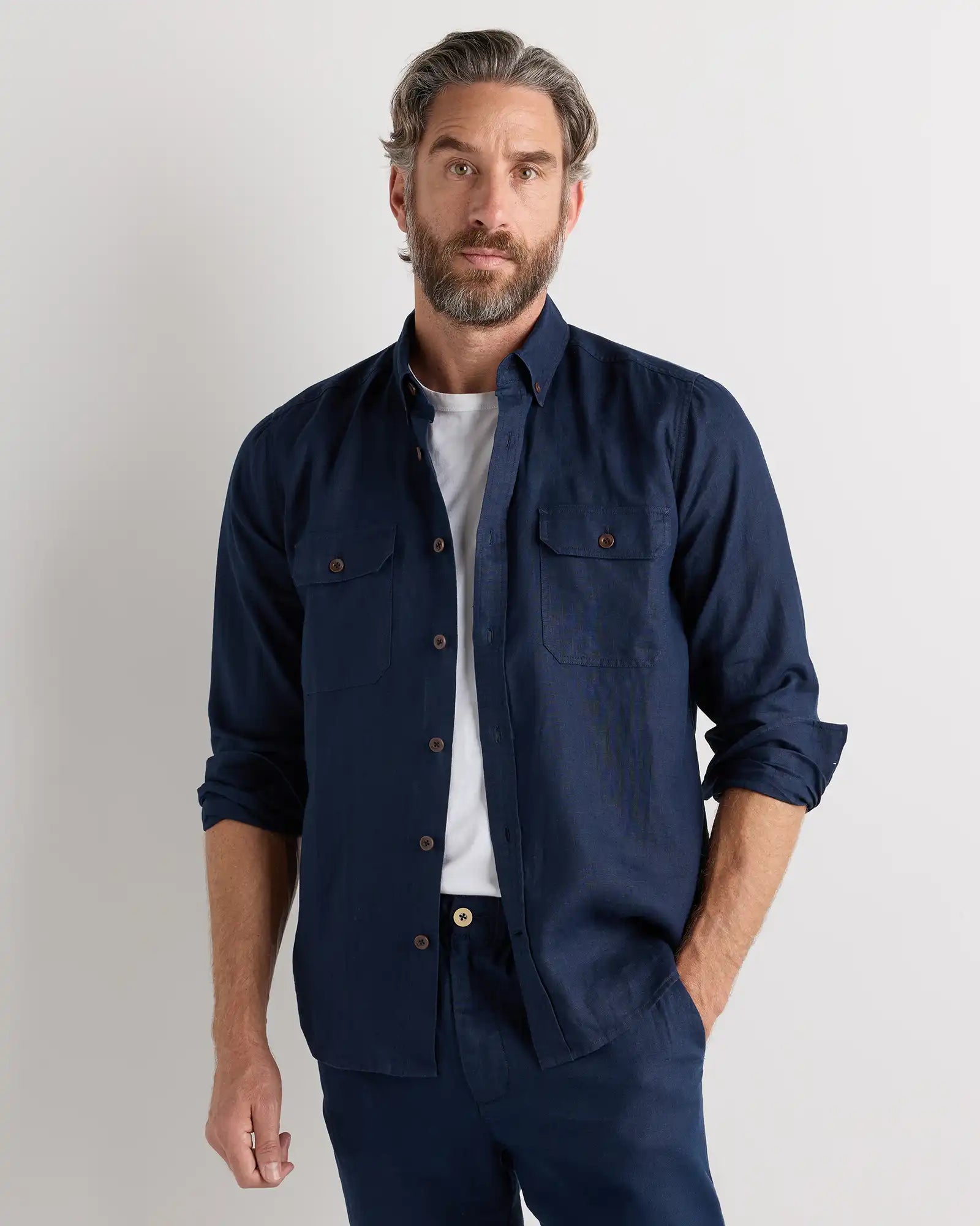 100% European Linen Utility Shirt