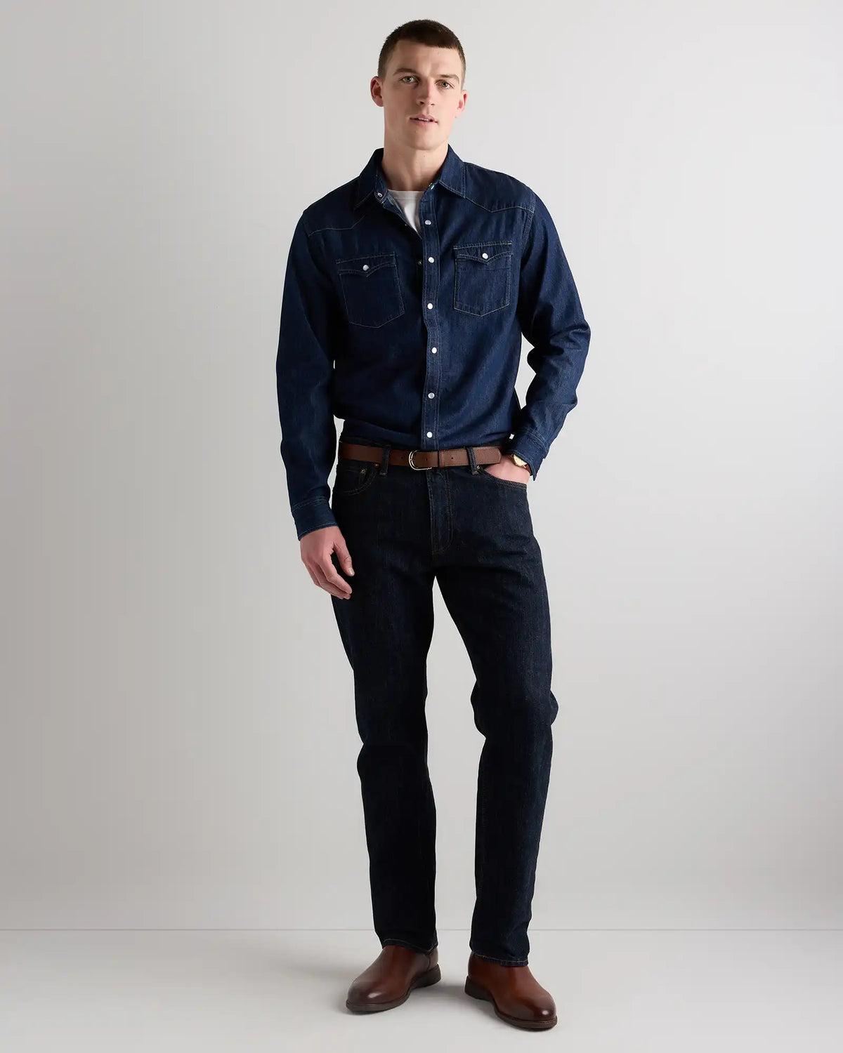 Pearl Snap Denim Western Shirt