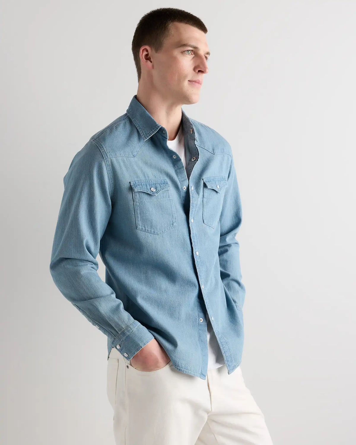 Pearl Snap Denim Western Shirt