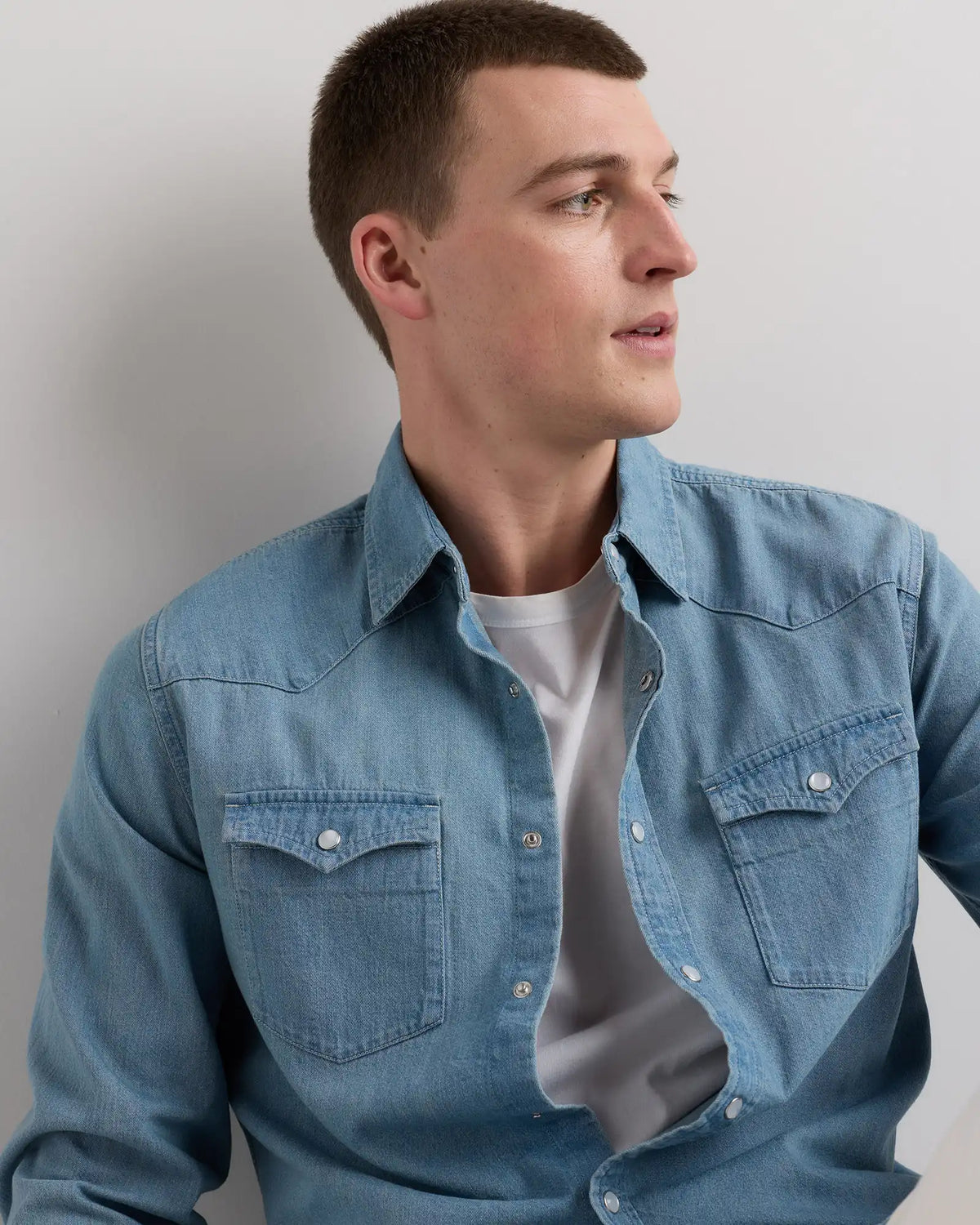 Pearl Snap Denim Western Shirt