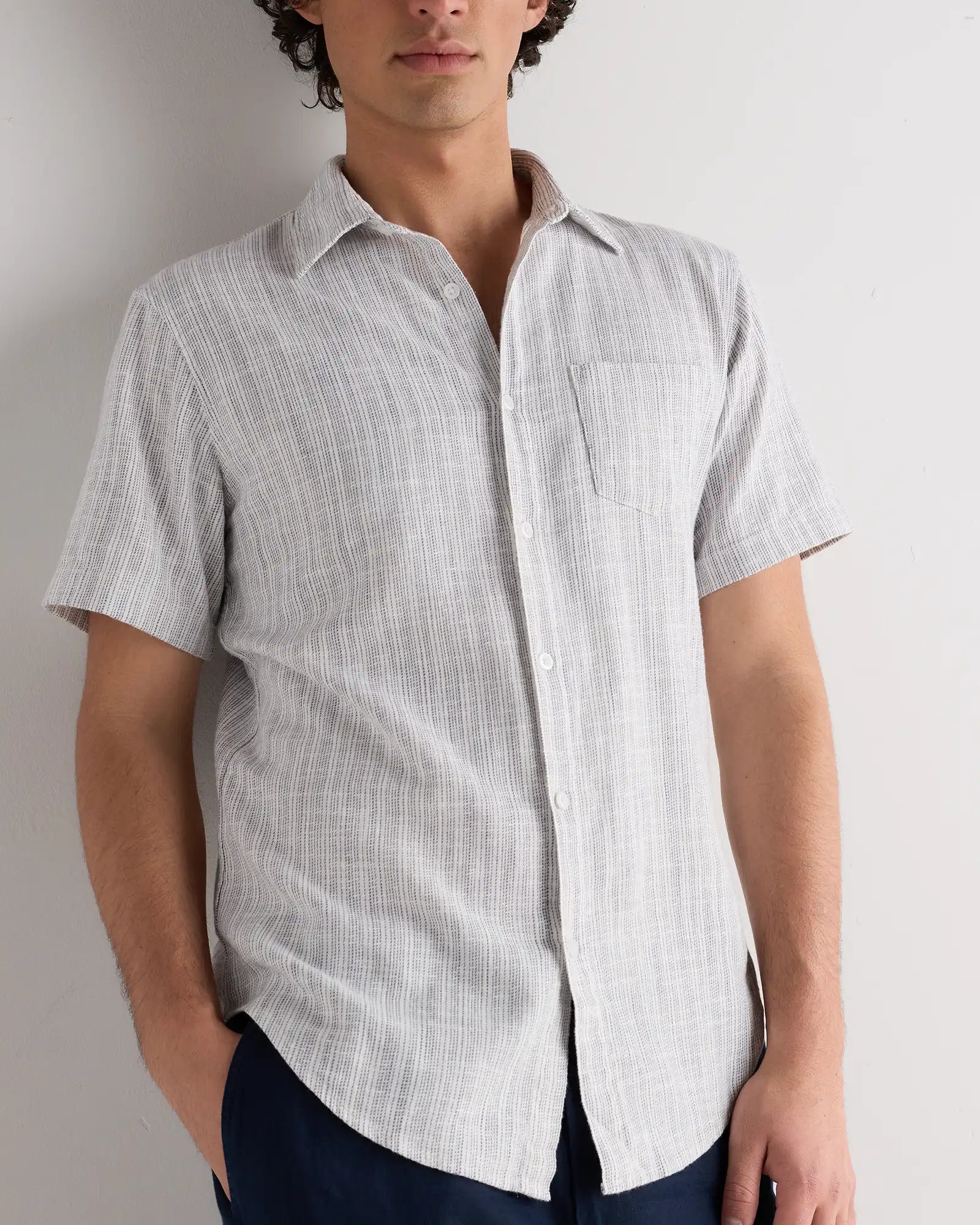 Organic Cotton Stretch Selvage Short Sleeve Shirt