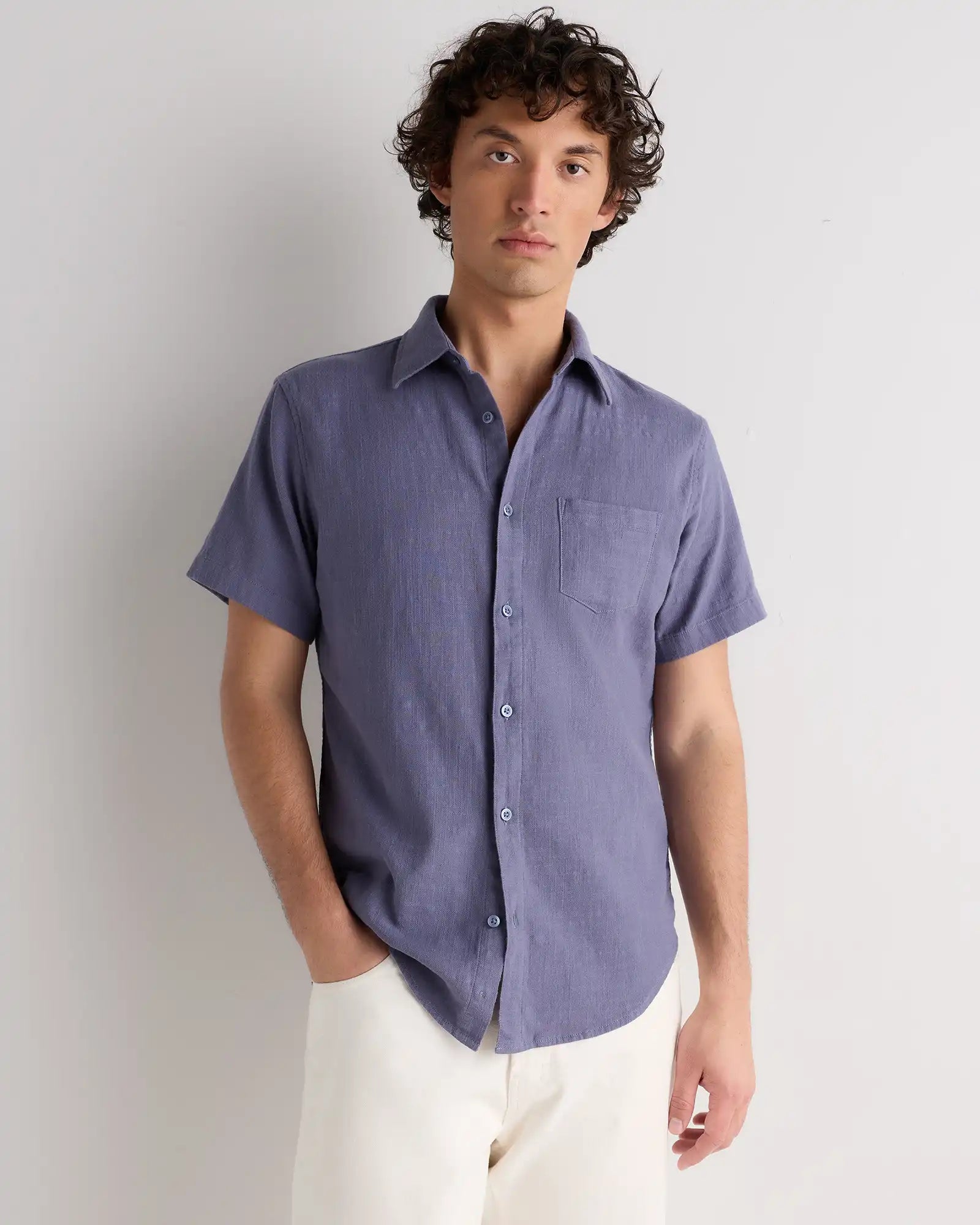 Organic Cotton Stretch Selvage Short Sleeve Shirt