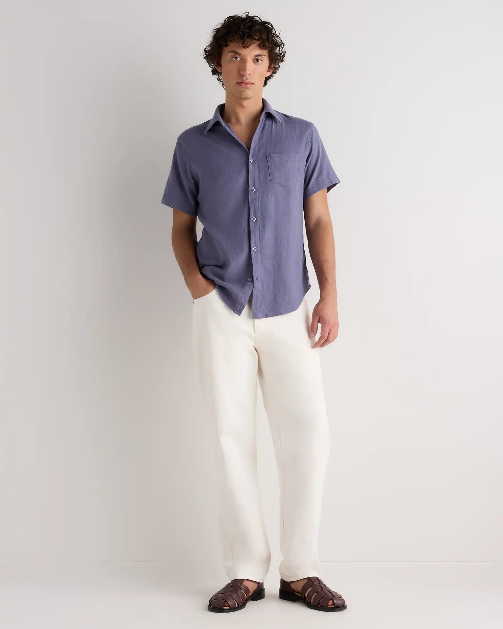 Organic Cotton Stretch Selvage Short Sleeve Shirt
