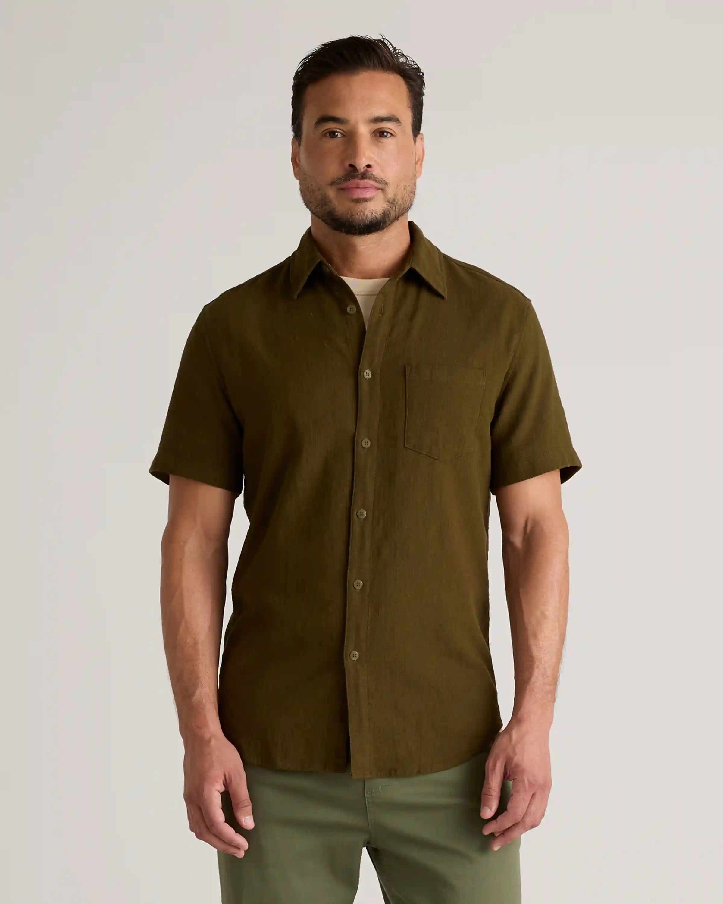 Organic Cotton Stretch Selvage Short Sleeve Shirt