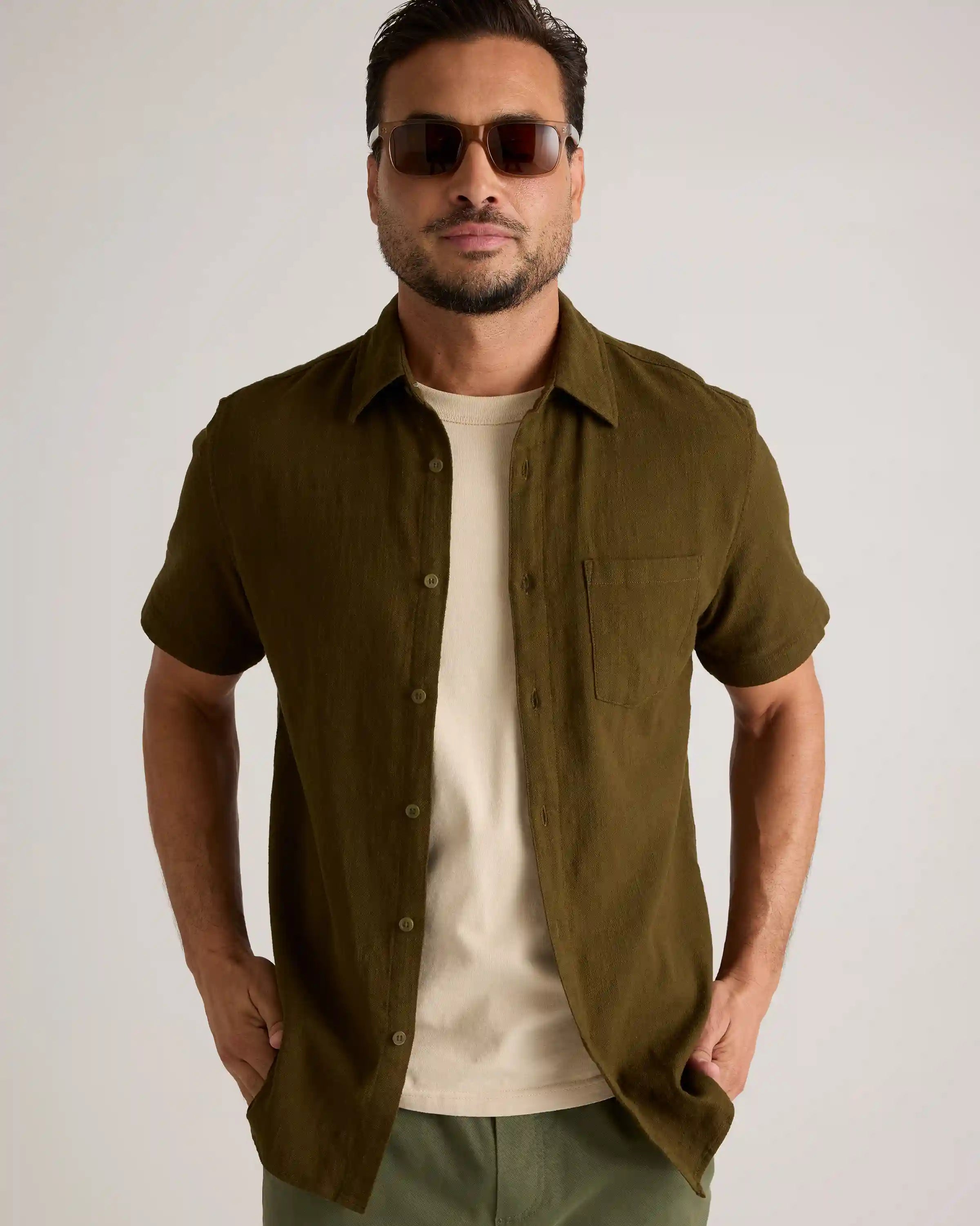 Organic Cotton Stretch Selvage Short Sleeve Shirt