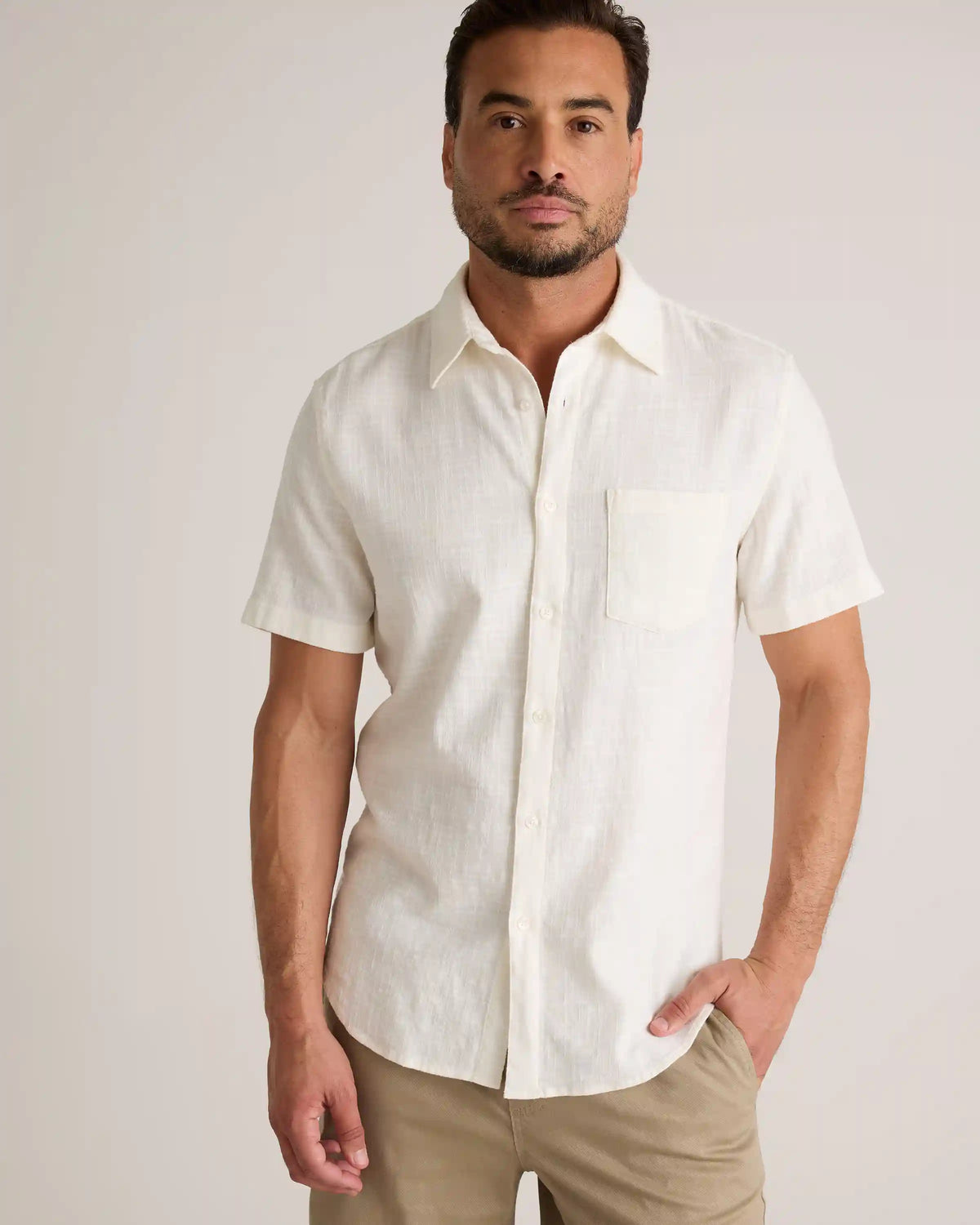 Organic Cotton Stretch Selvage Short Sleeve Shirt