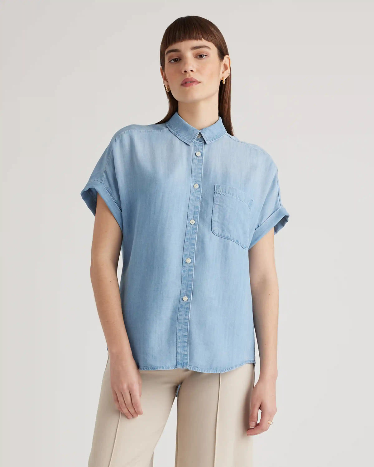 Chambray Tencel Short Sleeve Shirt