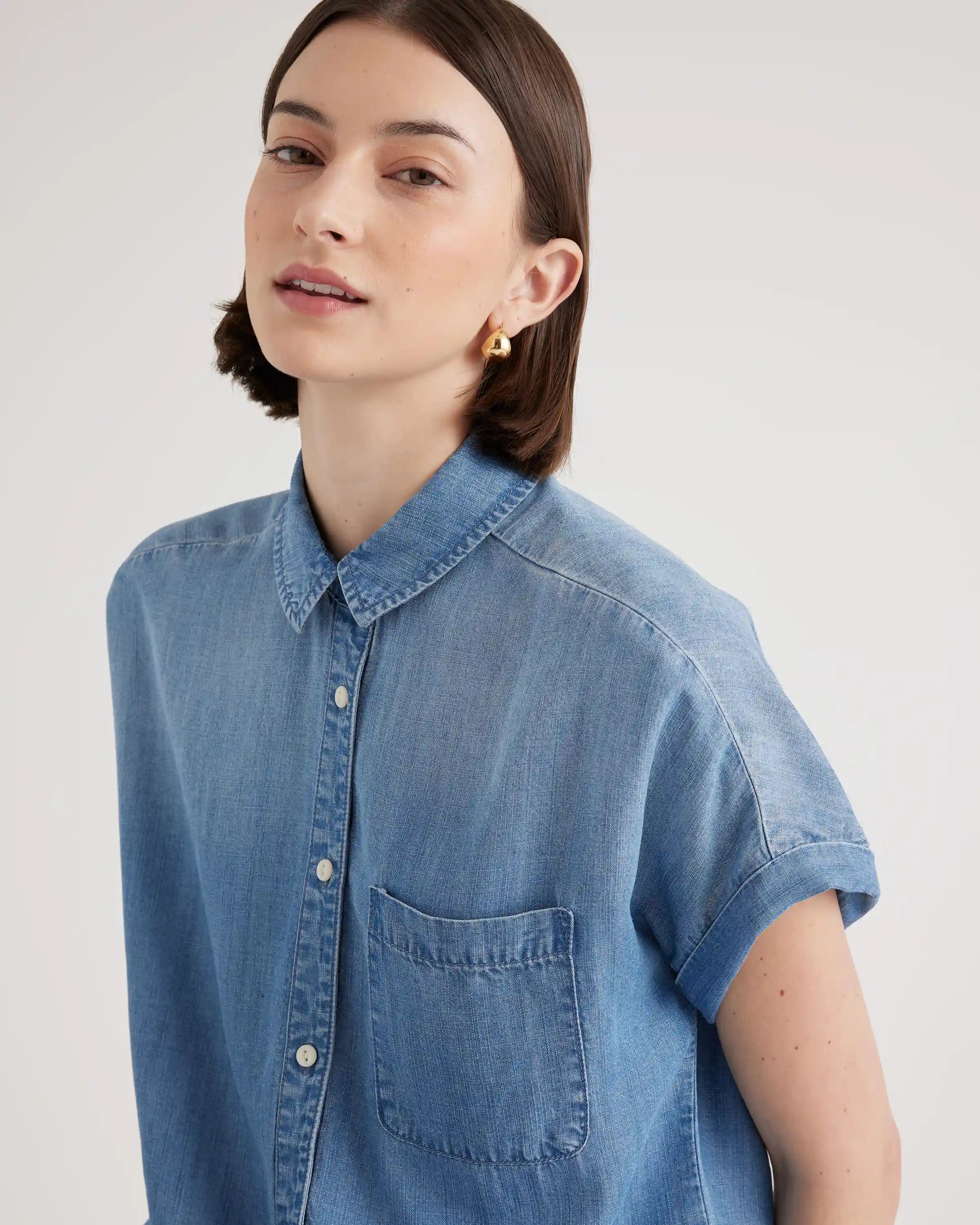Chambray Tencel Short Sleeve Shirt