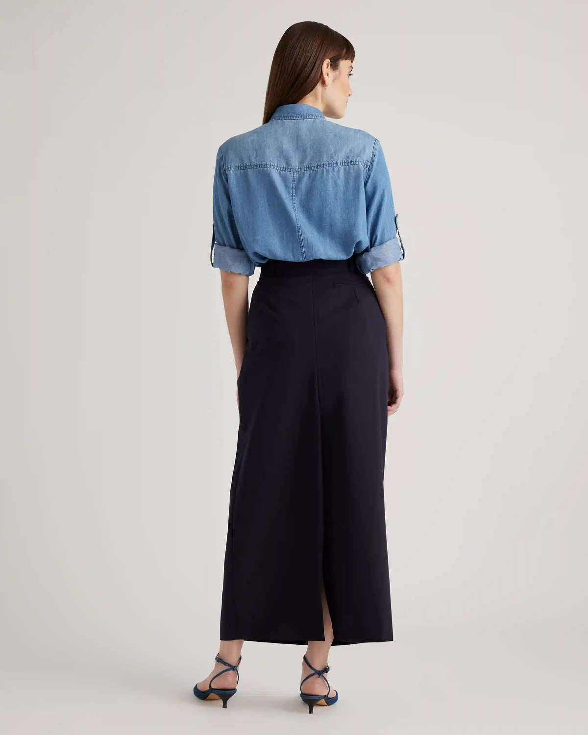 Chambray Tencel Long Sleeve Shirt