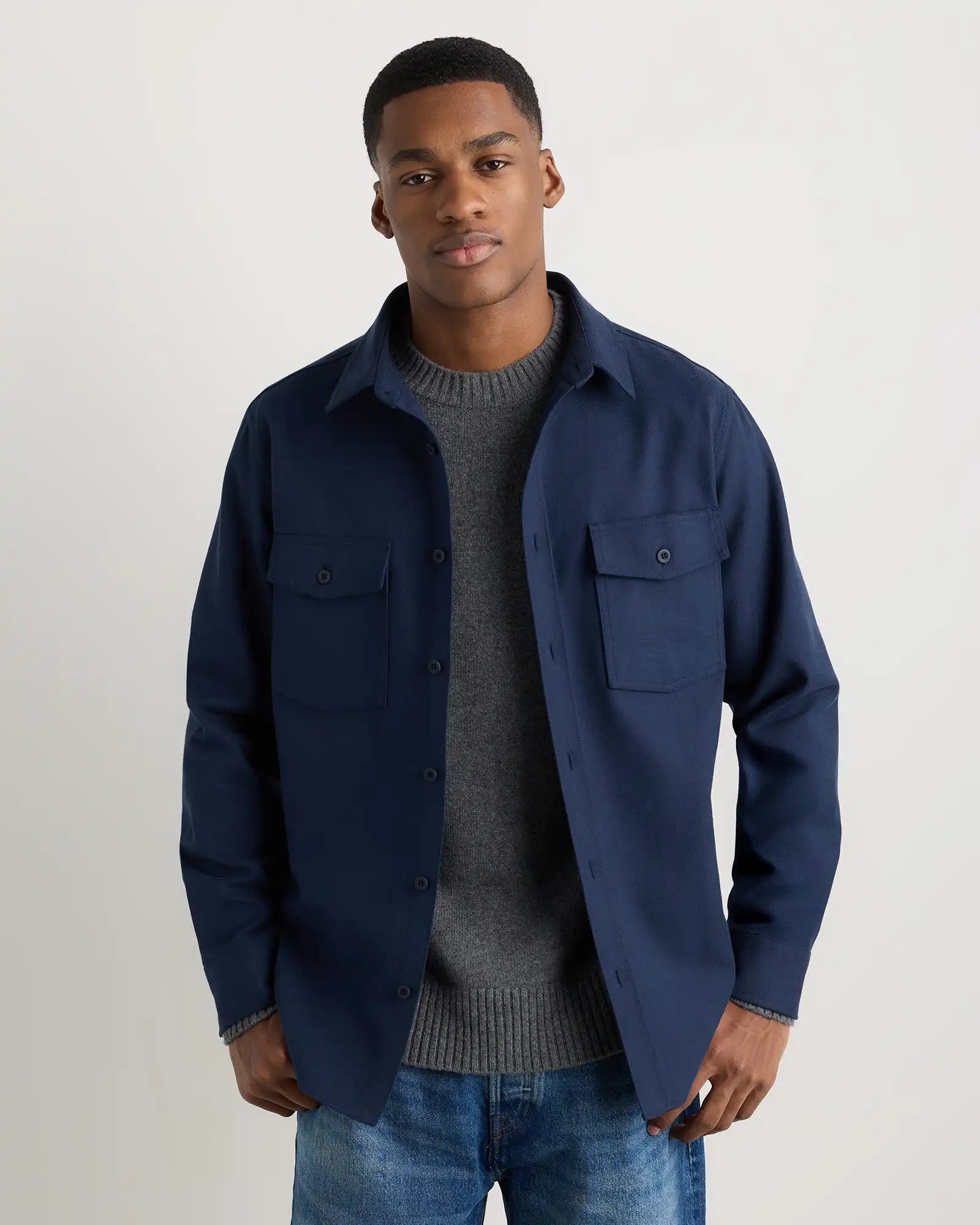 Brushed Cotton Wool Utility Overshirt