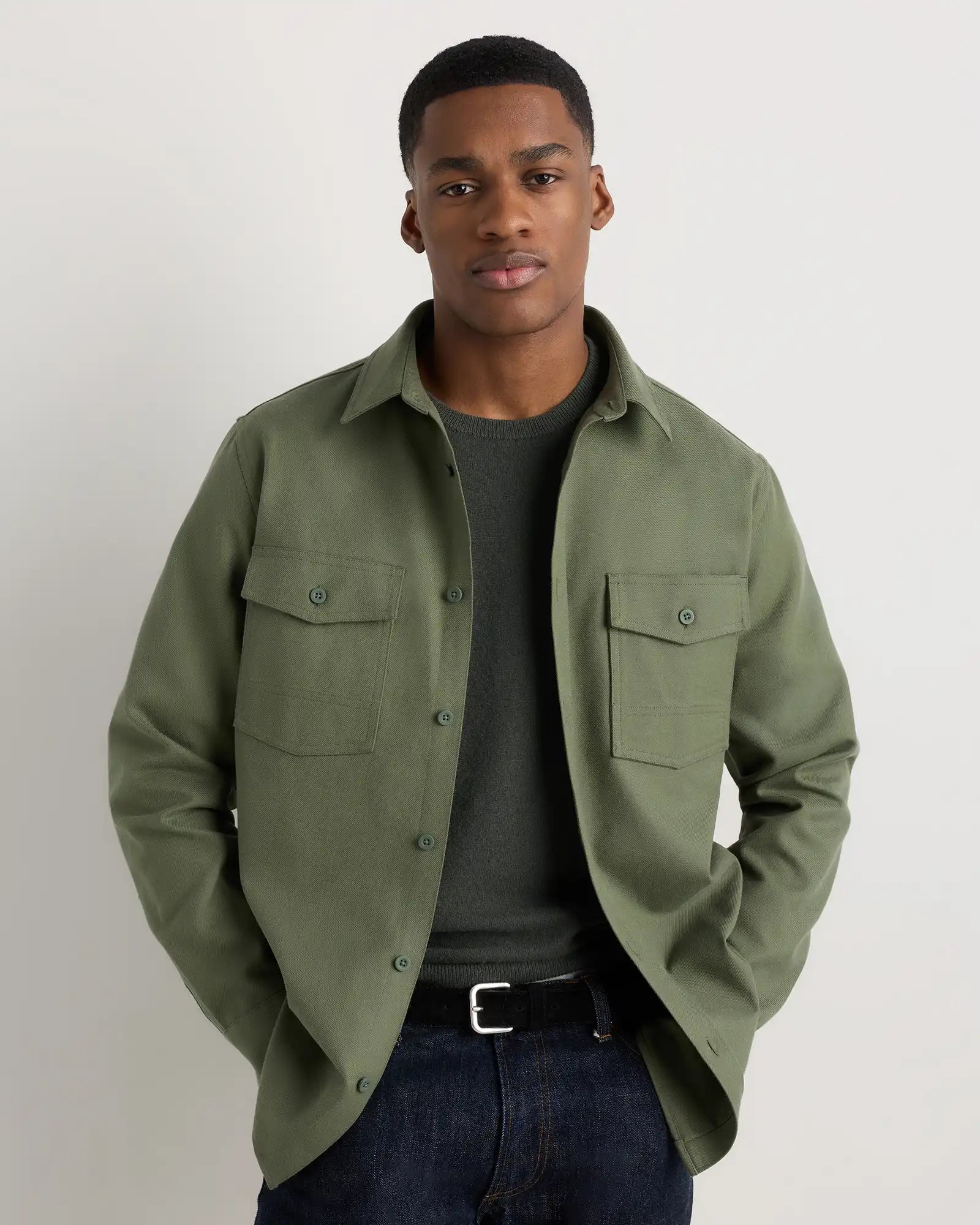 Brushed Cotton Wool Utility Overshirt