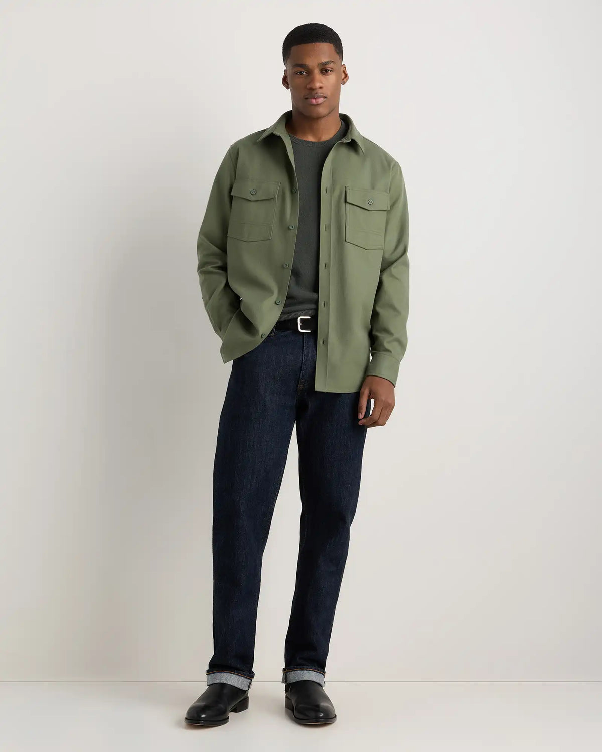 Brushed Cotton Wool Utility Overshirt