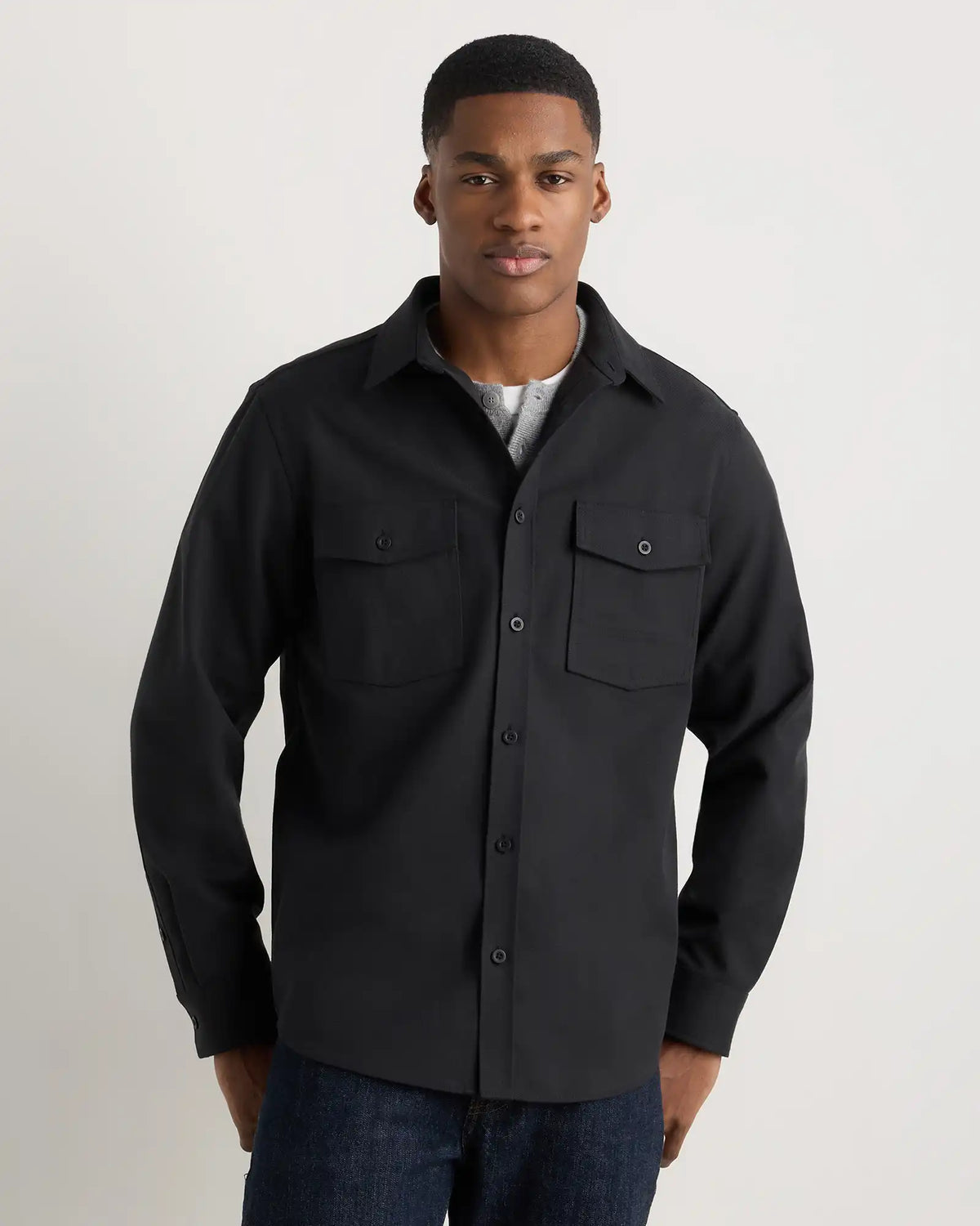Brushed Cotton Wool Utility Overshirt