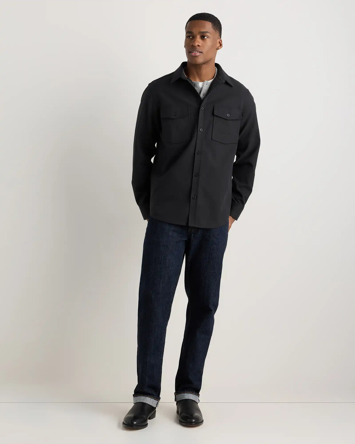 Brushed Cotton Wool Utility Overshirt