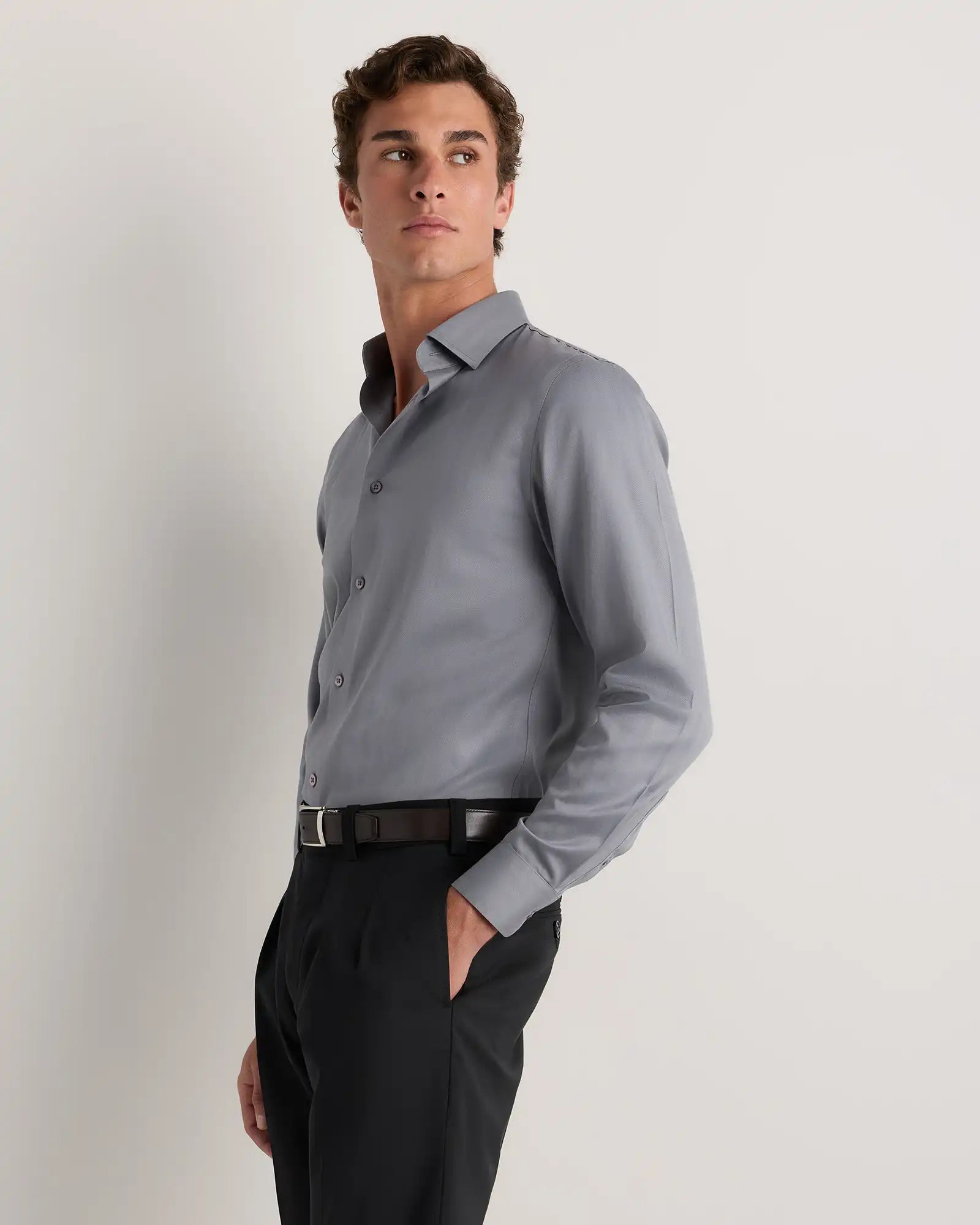 Supima Cotton Herringbone Dress Shirt