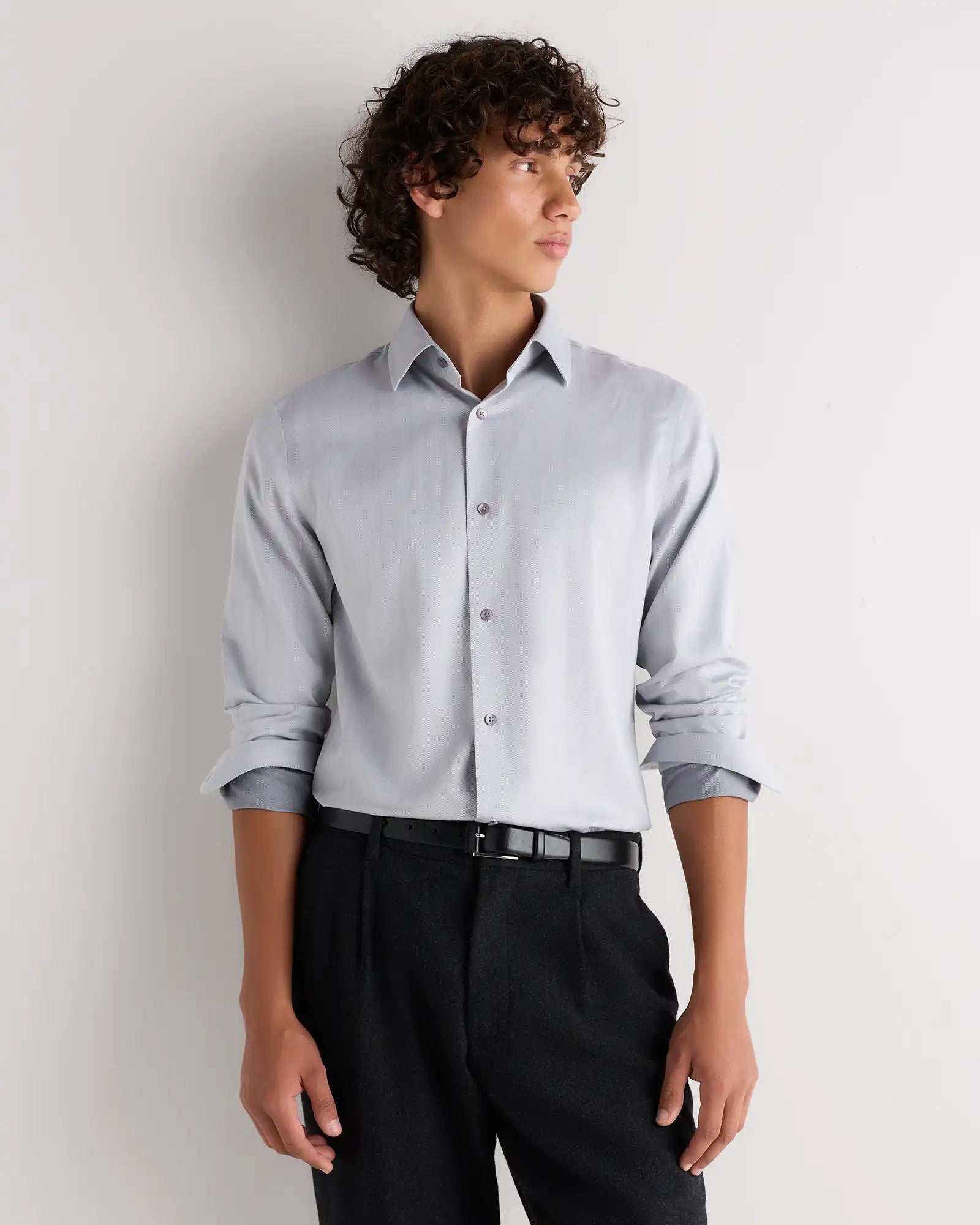 Supima Cotton Herringbone Dress Shirt