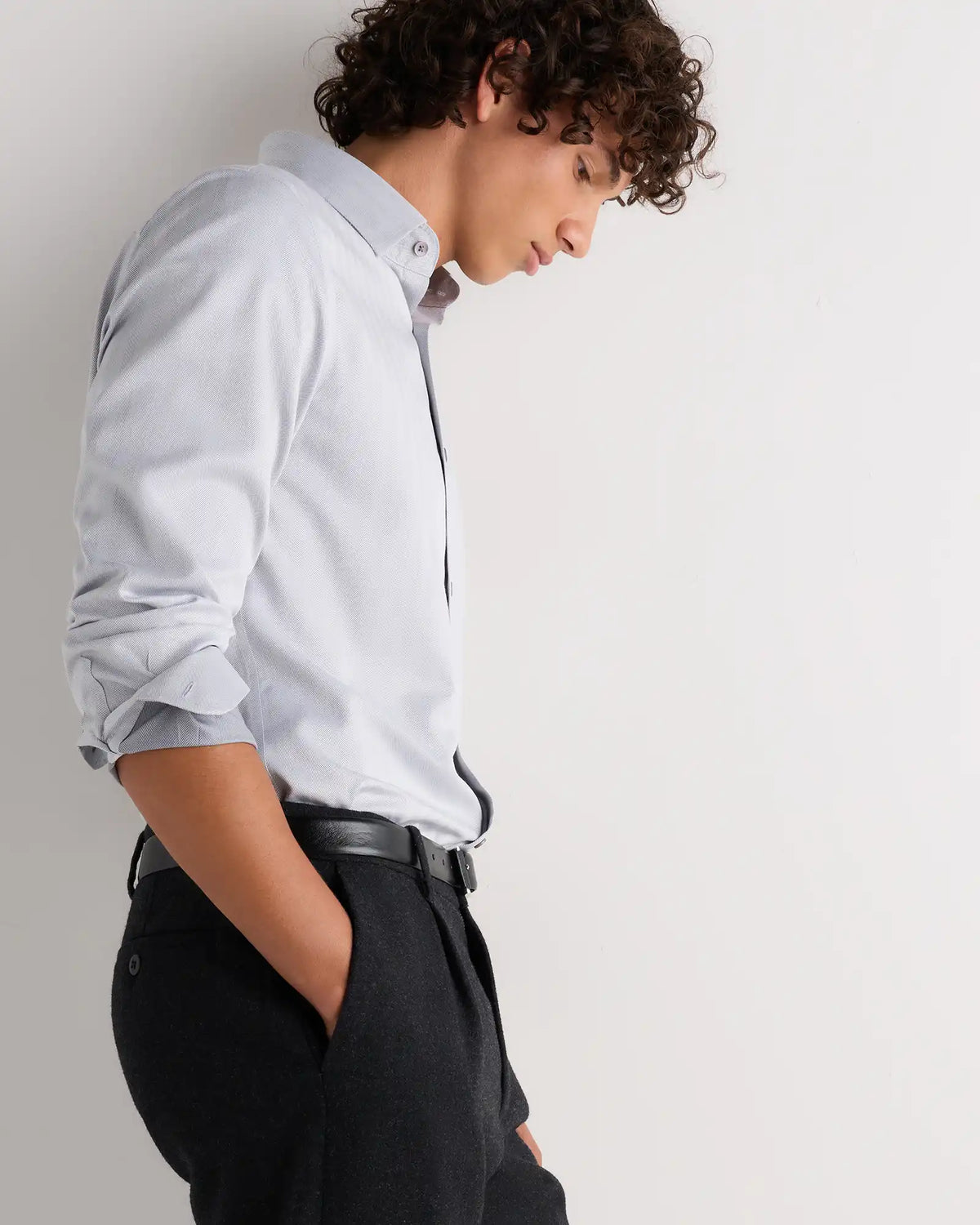 Supima Cotton Herringbone Dress Shirt