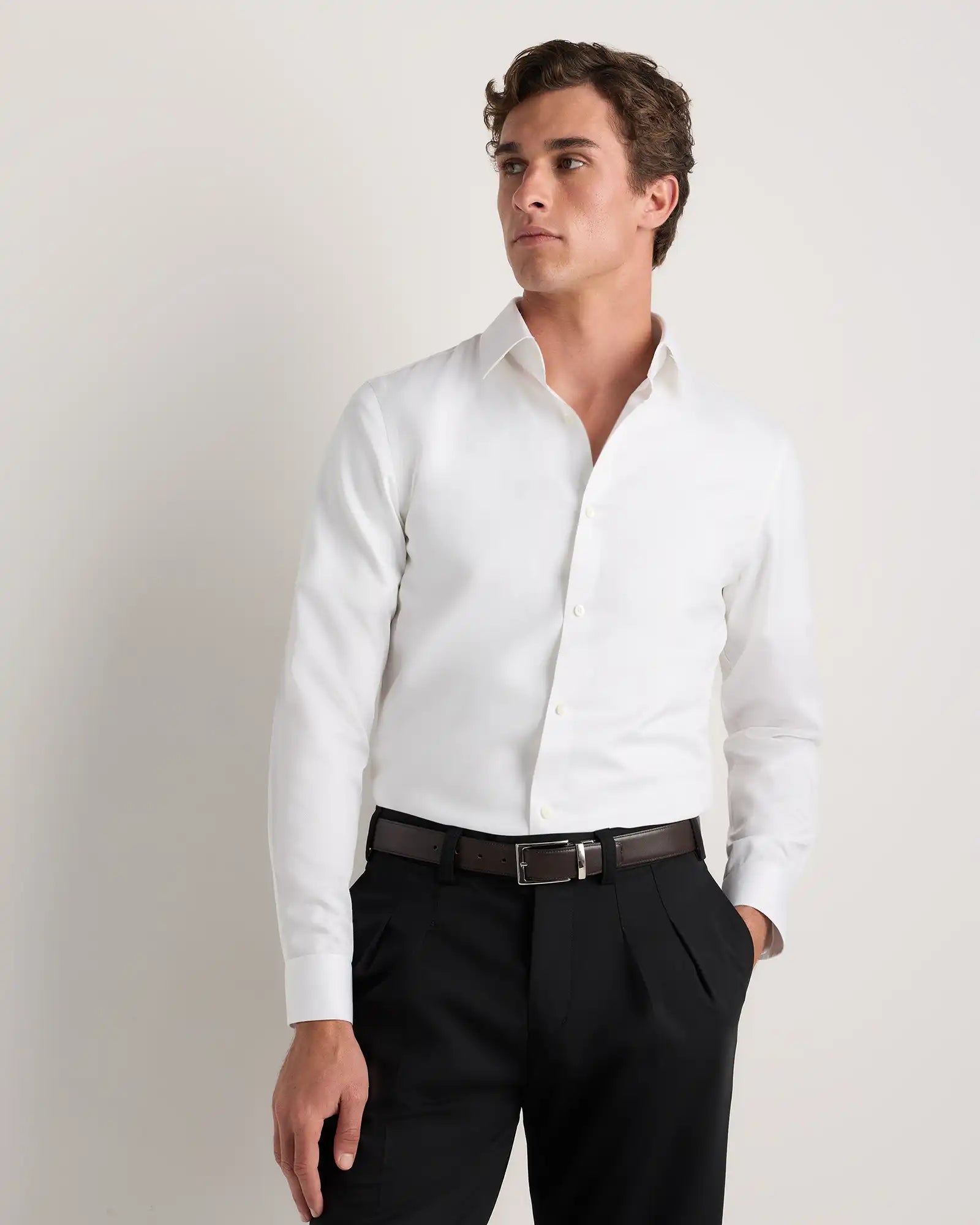 Supima Cotton Herringbone Dress Shirt