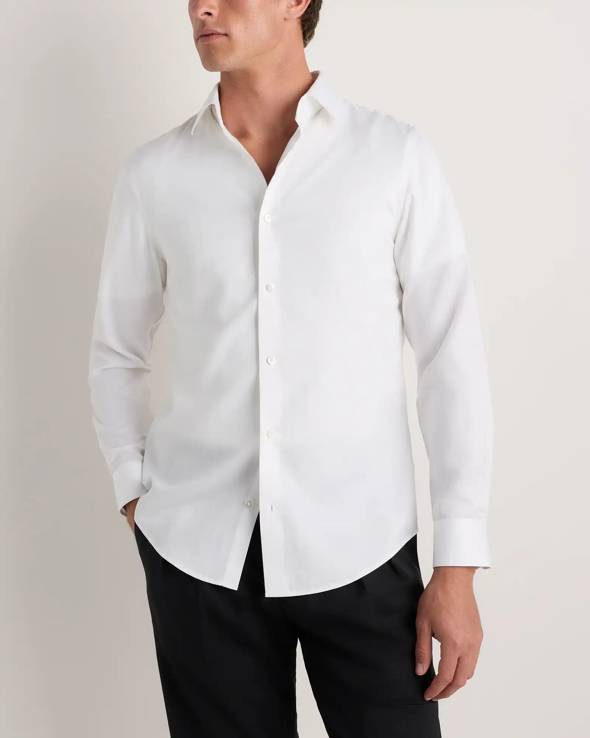 Supima Cotton Herringbone Dress Shirt