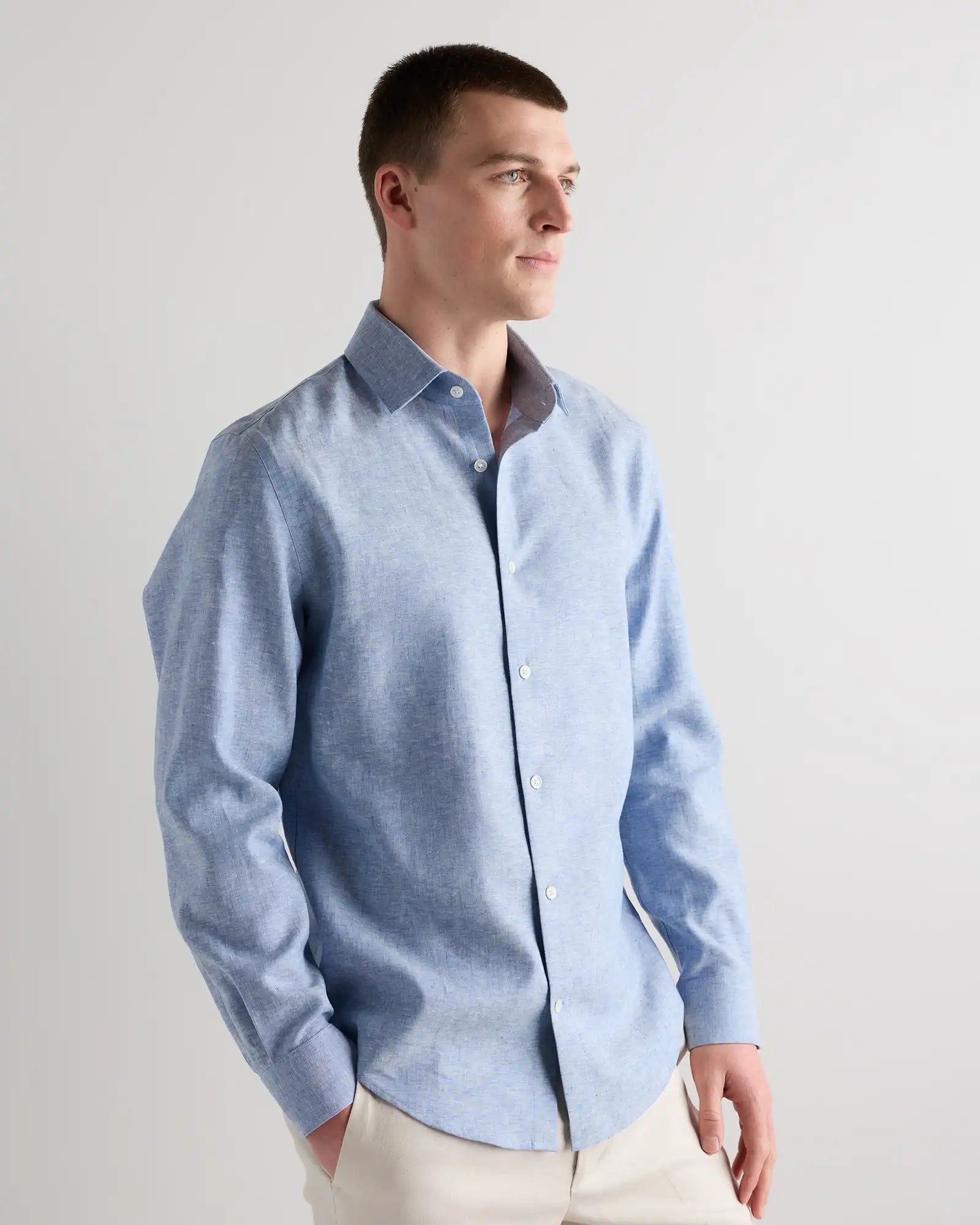 100% European Linen Wrinkle-Resistant Dress Shirt