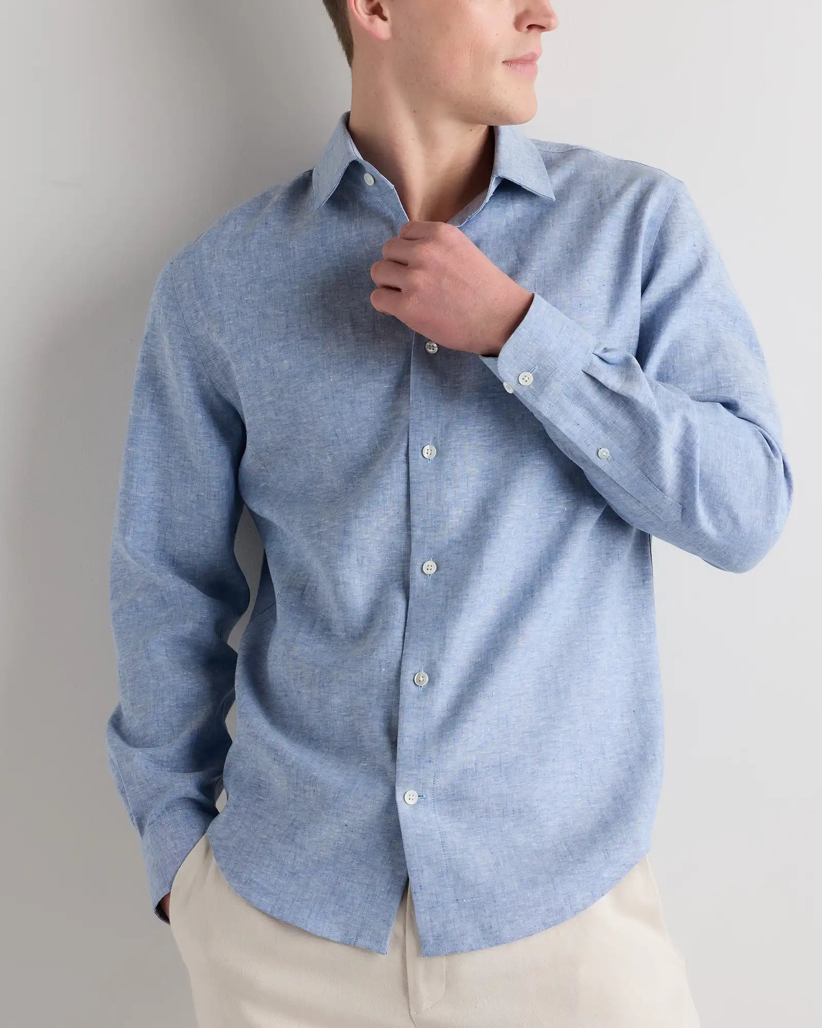 100% European Linen Wrinkle-Resistant Dress Shirt