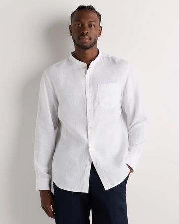100% European Linen Relaxed Band Collar Shirt