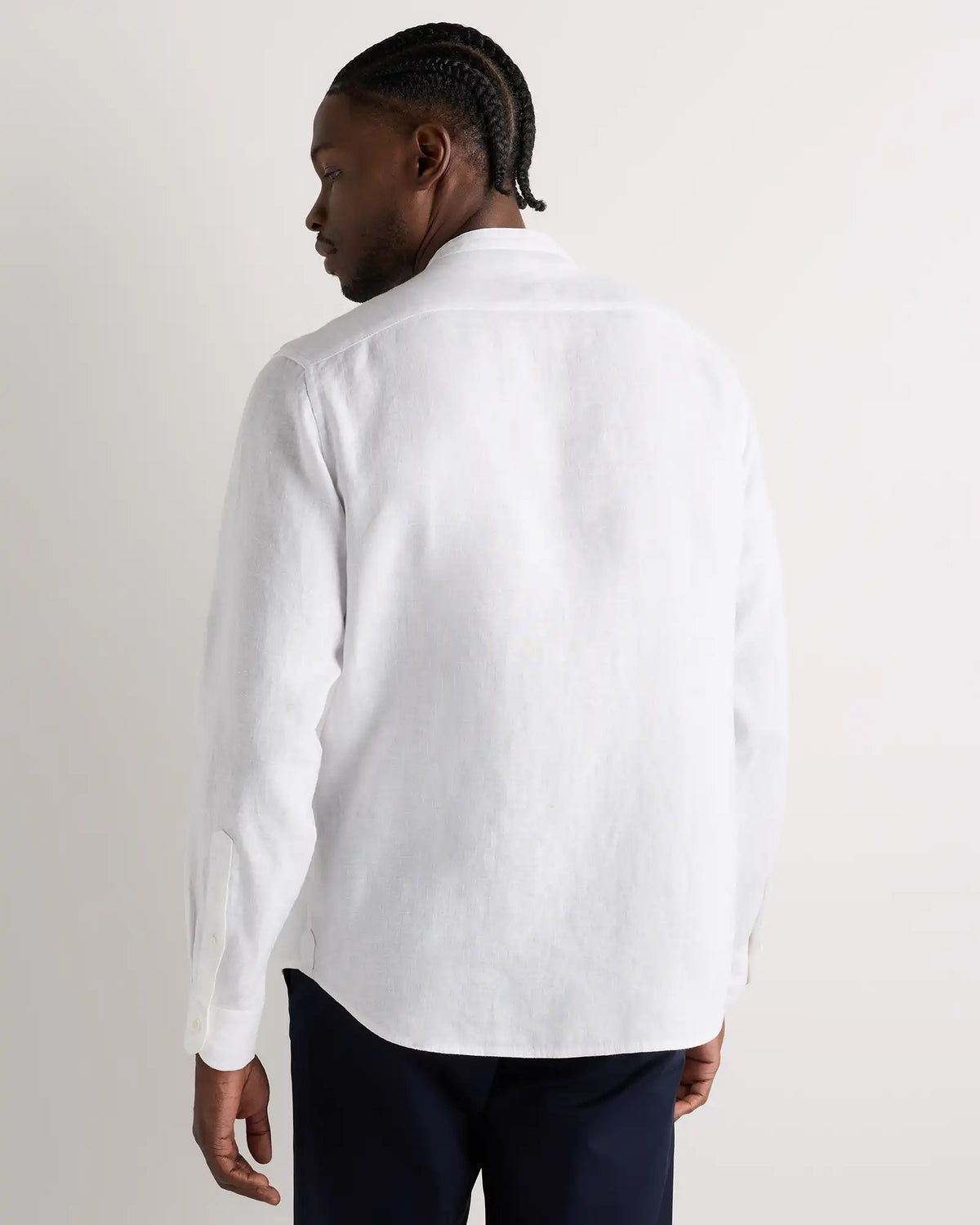 100% European Linen Relaxed Band Collar Shirt