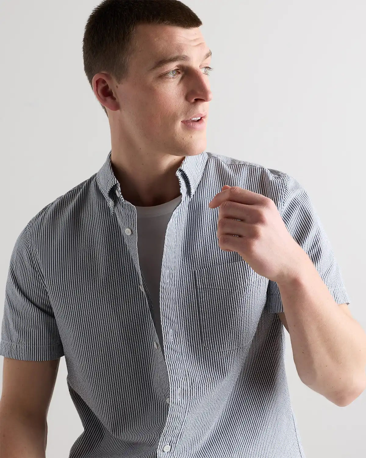 100% Organic Cotton Seersucker Short Sleeve Shirt